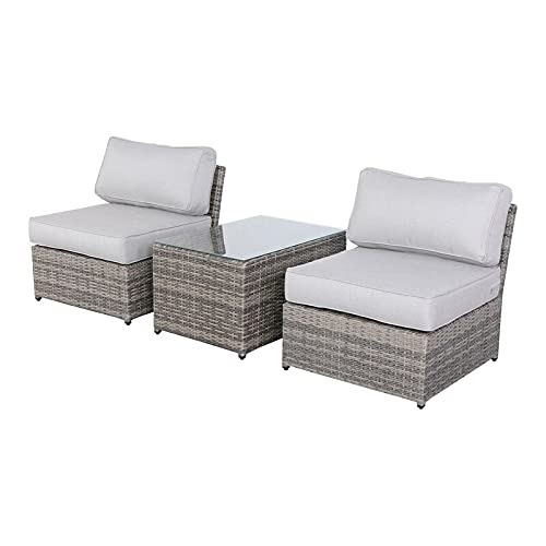 Outdoor Patio Furniture Sets 3-Piece Seating Group with Cushions - Waterproof Wicker Sofa Set for Garden, Backyard, Poolside & Balcony - [CM-5428]