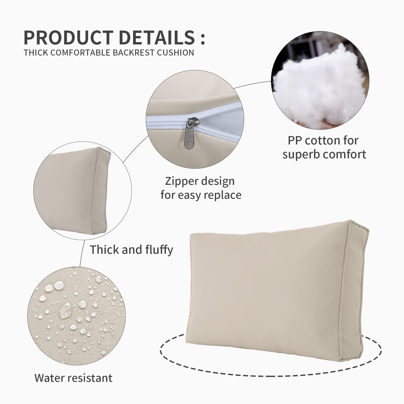 **Valita 14-Piece Water-Resistant Outdoor Replacement Cushions for 6-Seat Sectional Rattan Sofa Set – Khaki Patio Furniture Cushions with Liner & Cover – Perfect for Backyard, Deck, and Poolside Relaxation**