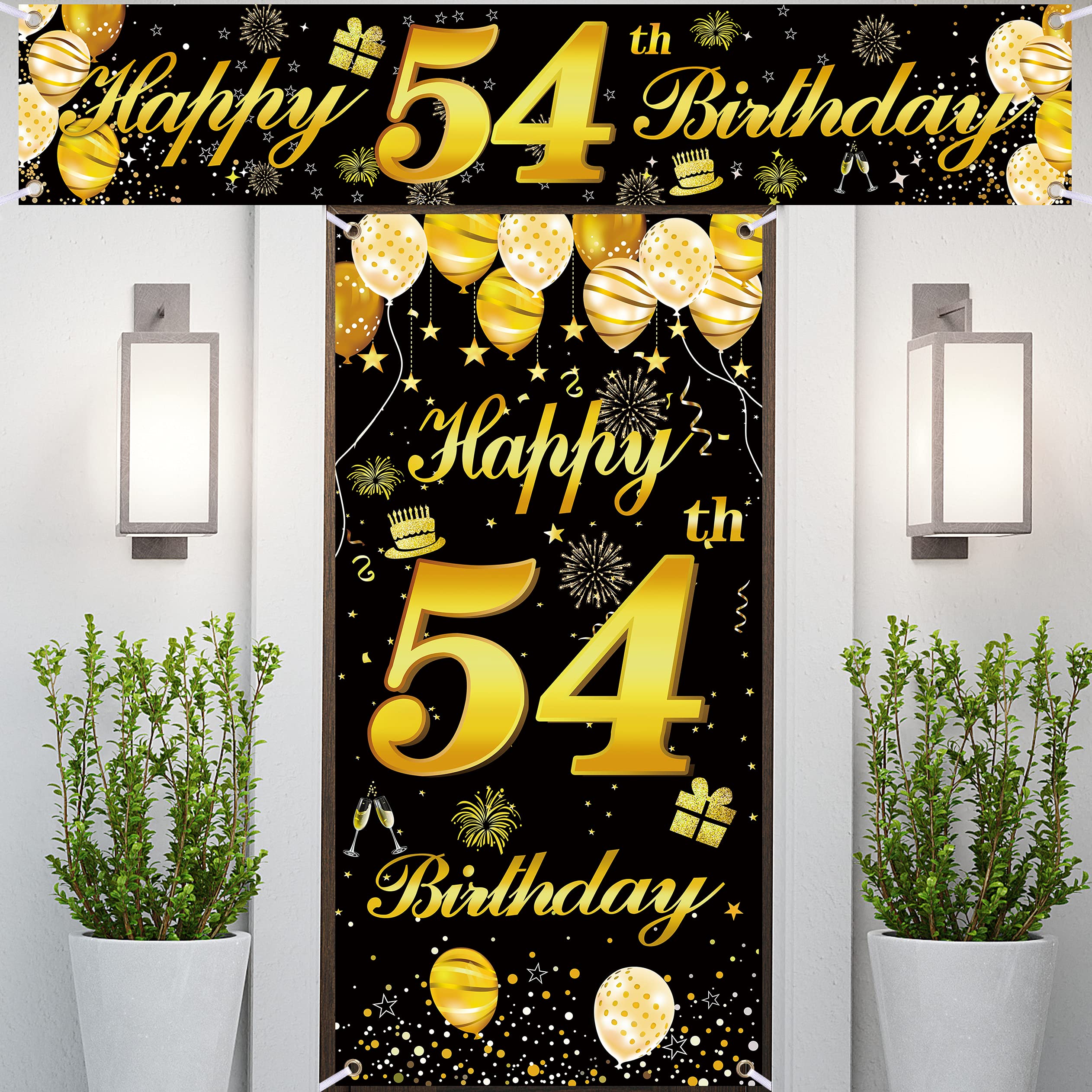 54th Happy Birthday Banner for Men - Large Birthday Party Decorations, Door Sign & Backdrop - Perfect for Home, Office & Surprise Celebrations