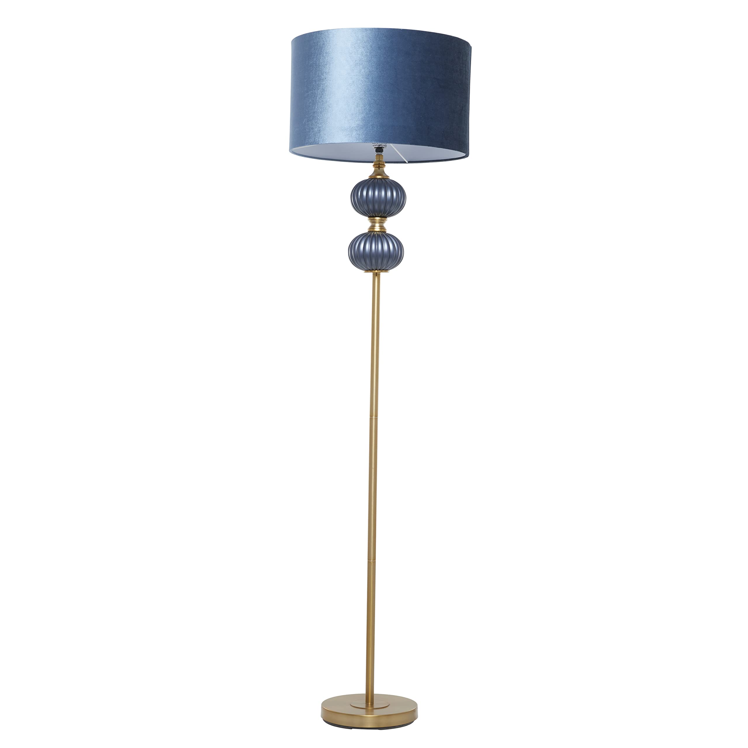 Deco 79 Modern Blue Fabric Floor Lamp with Ribbed Design, Velvet Shade & Gold Accents - 69