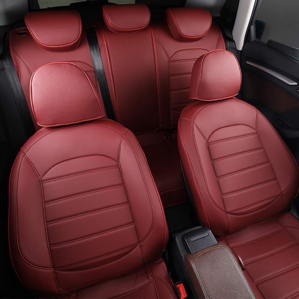 Premium Genuine Leather Seat Covers for 2011-2012 Journey 7-Seater - Full Set (Front & Rear) with Airbag Compatibility - Vibrant Red Color | Perfect for Family Road Trips & Daily Commuting