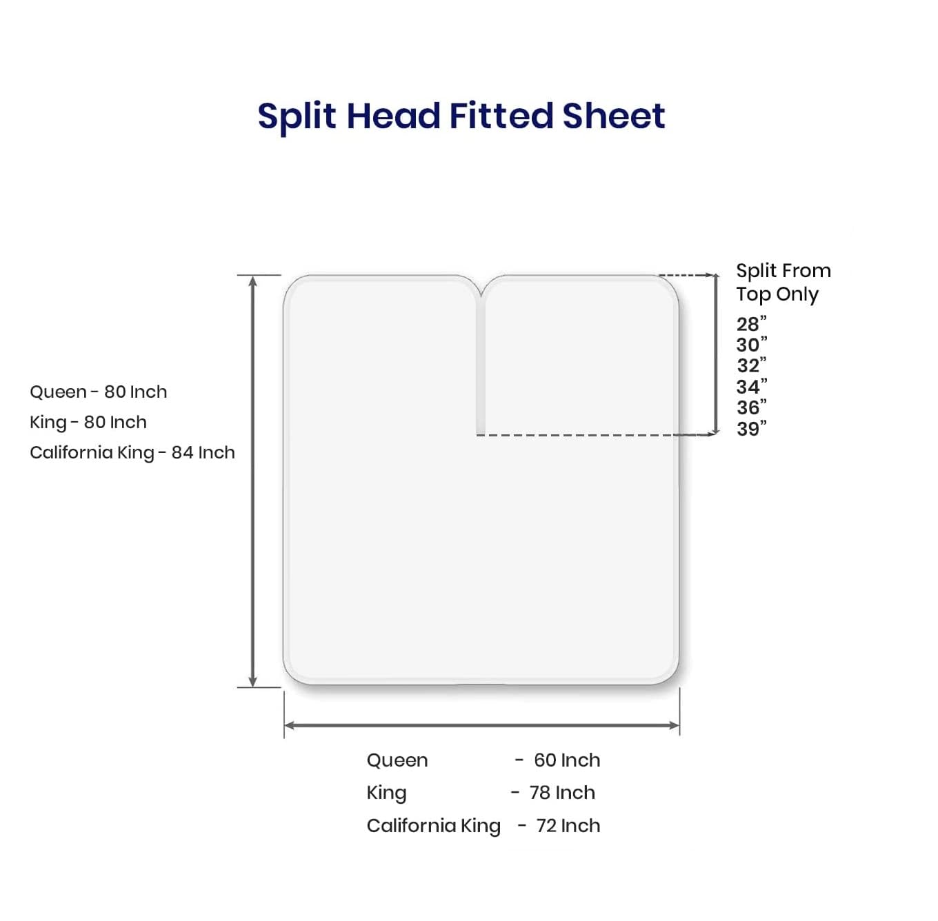 Premium 100% Egyptian Cotton Split King Sheet Set - 600 Thread Count, 18
