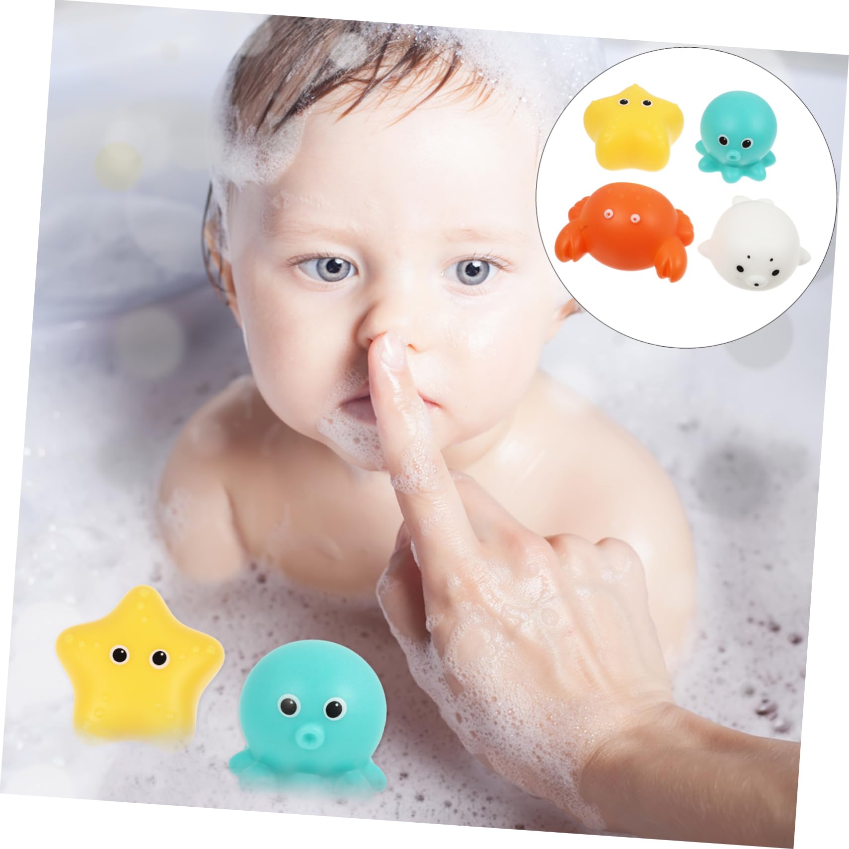 DRESSOOS 4-Piece Light Up Floating Water Toys - Glow in Dark Bath & Pool Toys for Kids, Fun Learning Sea Lion Vinyl Bathtub Toys for Toddlers | Perfect for Night Swimming, Sensory Play & Bath Time Fun