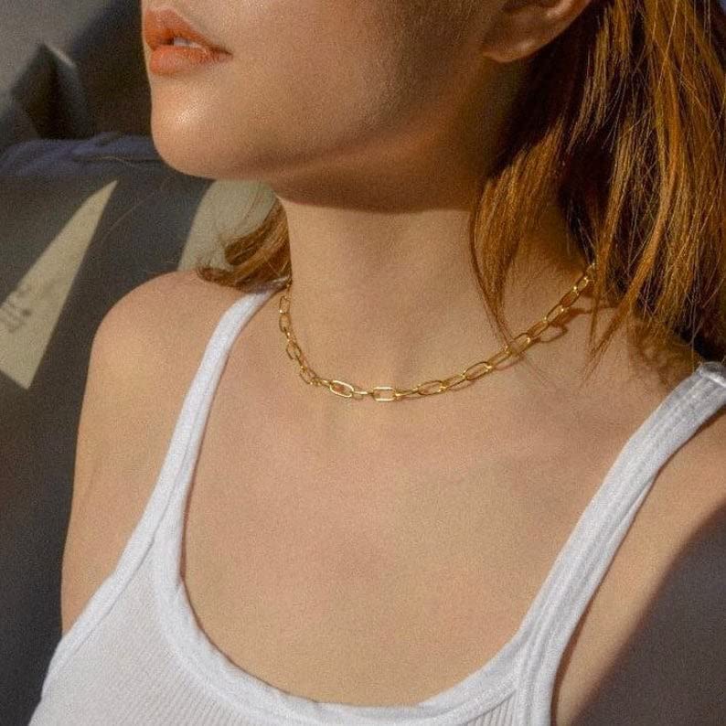 IEFWELL 14K Gold Plated Layered Necklace for Women - Rose Gold & Silver Paperclip Chain with Toggle Clasp, Initial Necklace, Dainty Gold Jewelry | Perfect for Layering, Everyday Wear, Gift Giving & Special Occasions