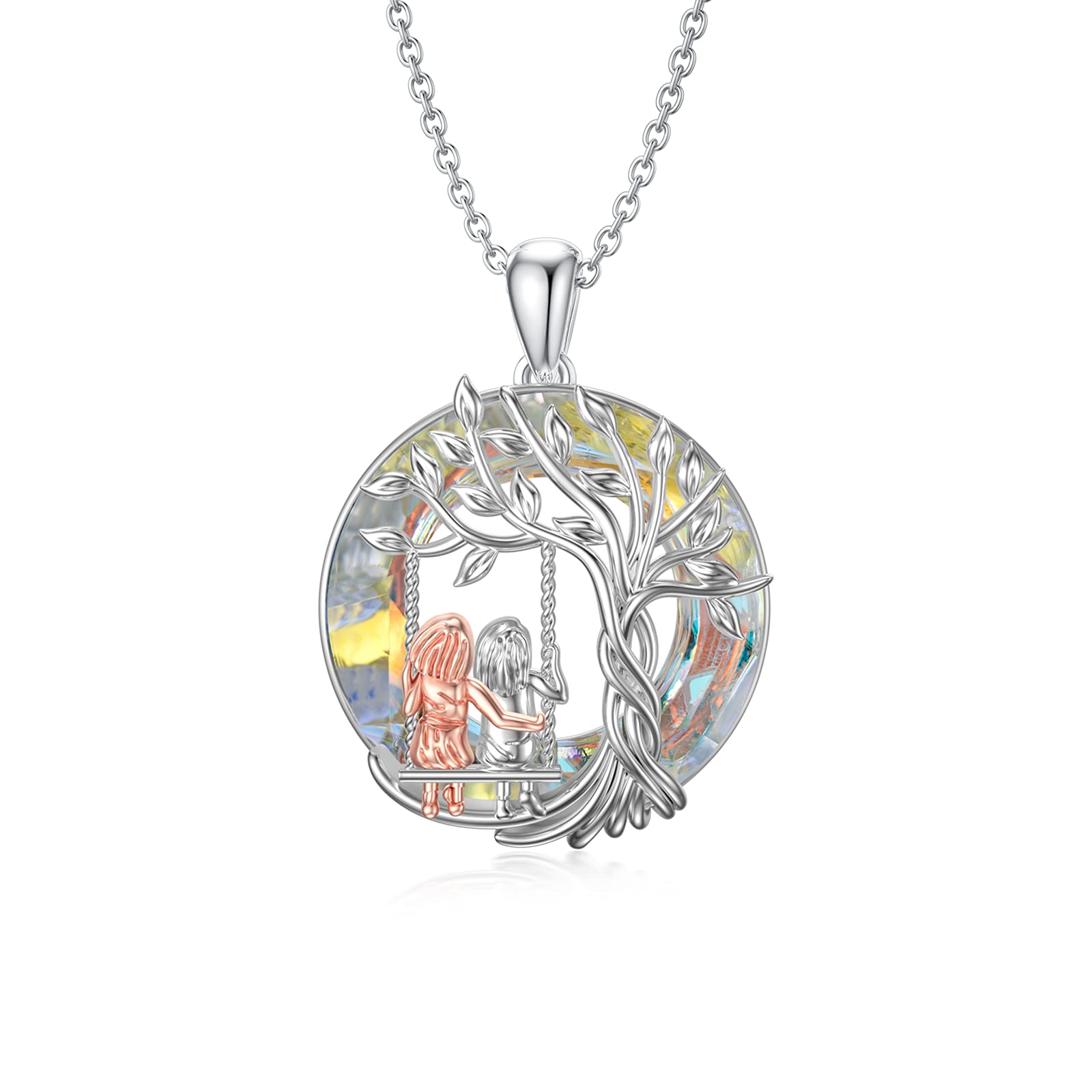 925 Sterling Silver Tree of Life Necklace for Sisters - 2/3/4 Sisters Crystal Jewelry Gift Set for Women, Daughters & Friends | Birthday, Mother's Day Present | Perfect for Family Bonding & Special Occasions