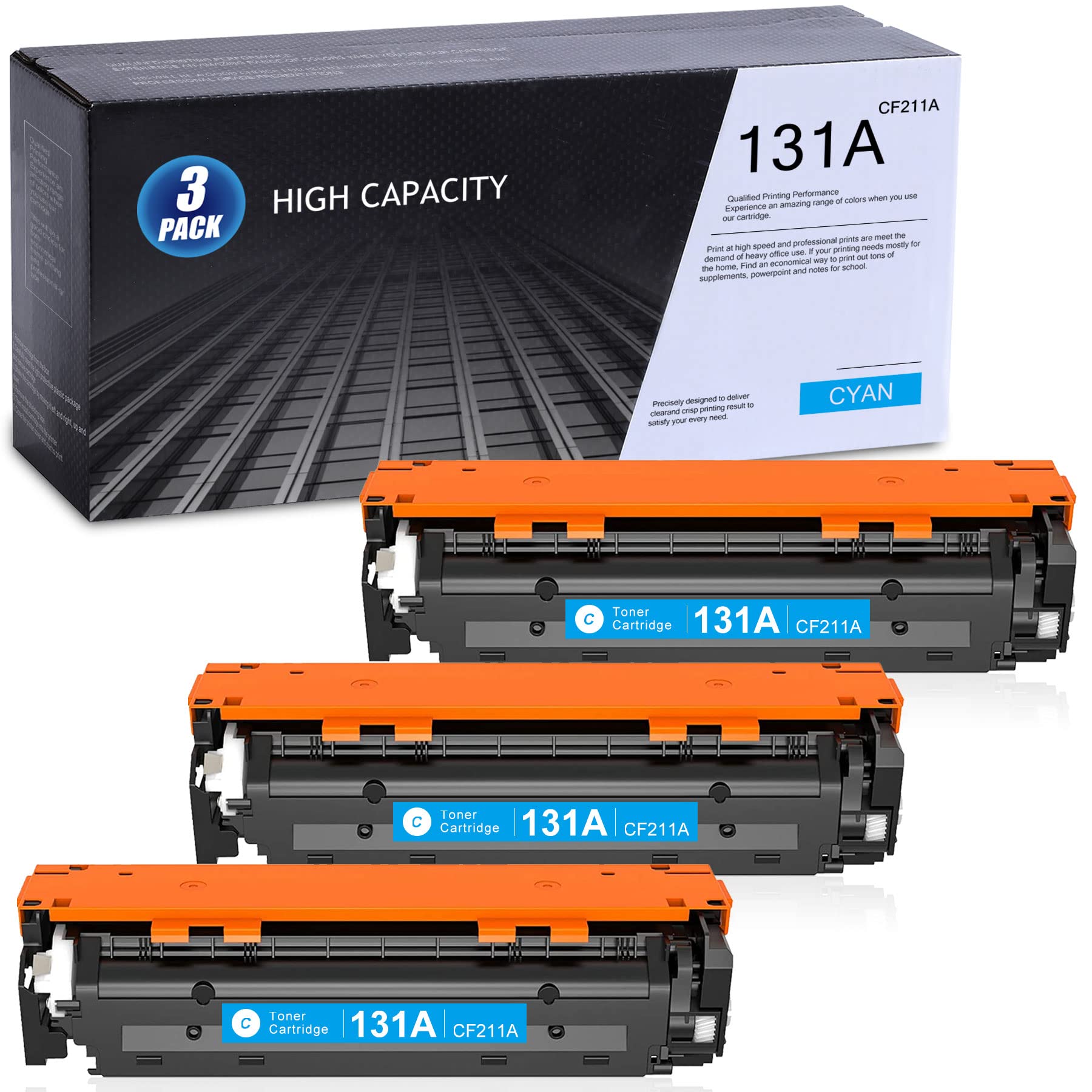 MANDBOY Compatible Replacement Toner Cartridge for HP 131A | CF211A (Cyan) - 3-Pack - Works with HP Pro 200 Color MFP M276n M251nw Printers - Perfect for Home Office Printing & Small Business Documents