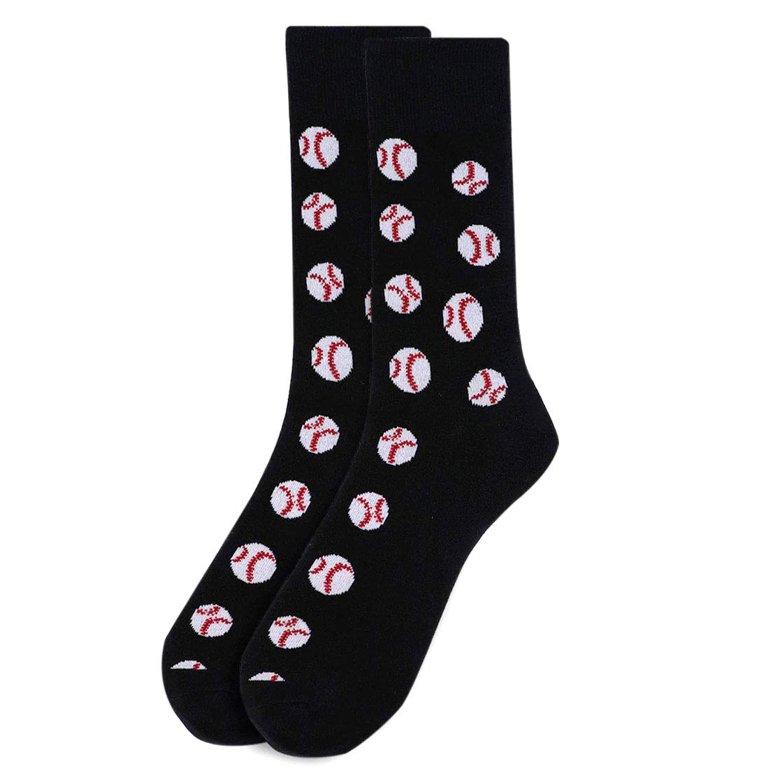 Men's Baseball Novelty Socks - Black, White & Red Striped Crew Socks for Sports Fans | Perfect for Baseball Games, Gifts & Casual Wear