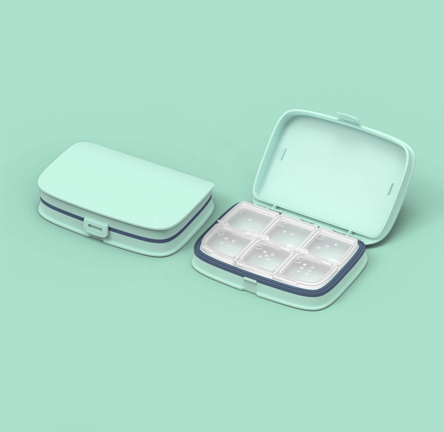 Mini Travel Pill Organizer Case - Moisture-Proof Portable Pill Box for Vitamins, Fish Oil & Medication (Large Green) - Perfect for Purse, Pocket & On-The-Go Use
