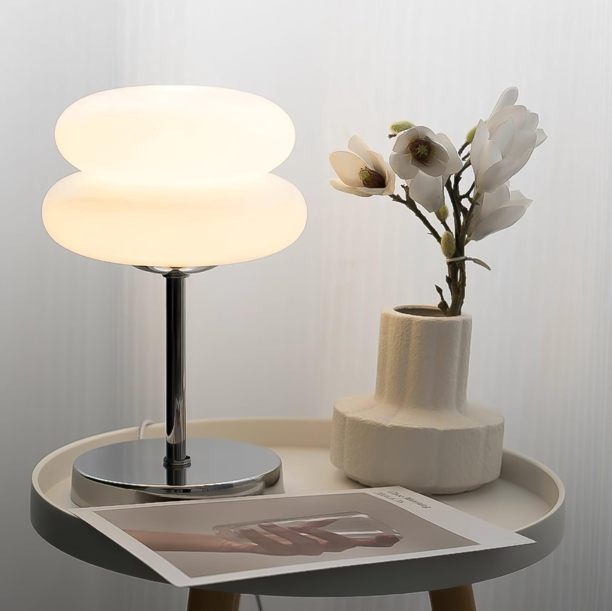 Saturn Glide Glass Table Lamp - Modern LED Nightstand Light for Bedroom, Living Room & Office - Elegant Home Decor Lighting with Touch Control