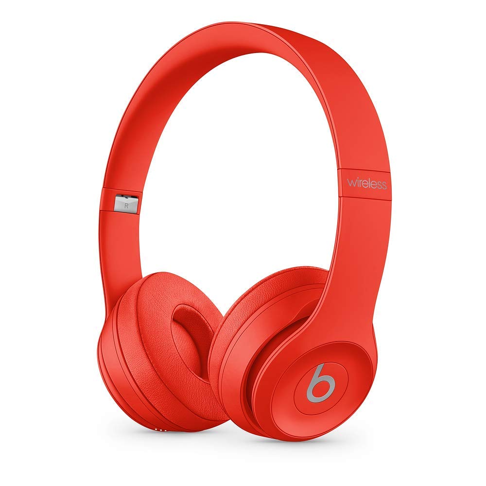 Beats Solo3 Wireless On-Ear Headphones by Dr. Dre - Bluetooth Headset with Apple W1 Chip, 40 Hours Playtime, Built-in Mic (Renewed, Red) - Perfect for Gym, Travel & Music Lovers