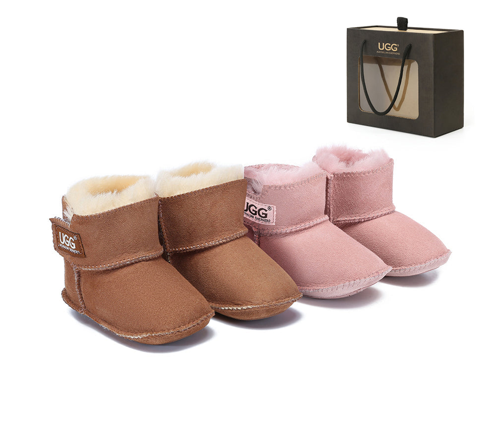 Australian Shepherd® UGG Australian Sheepskin Baby Booties - Soft & Warm Winter Booties for Infants & Toddlers | Perfect Baby Shower Gift Set | Cozy Indoor & Outdoor Wear for Boys & Girls