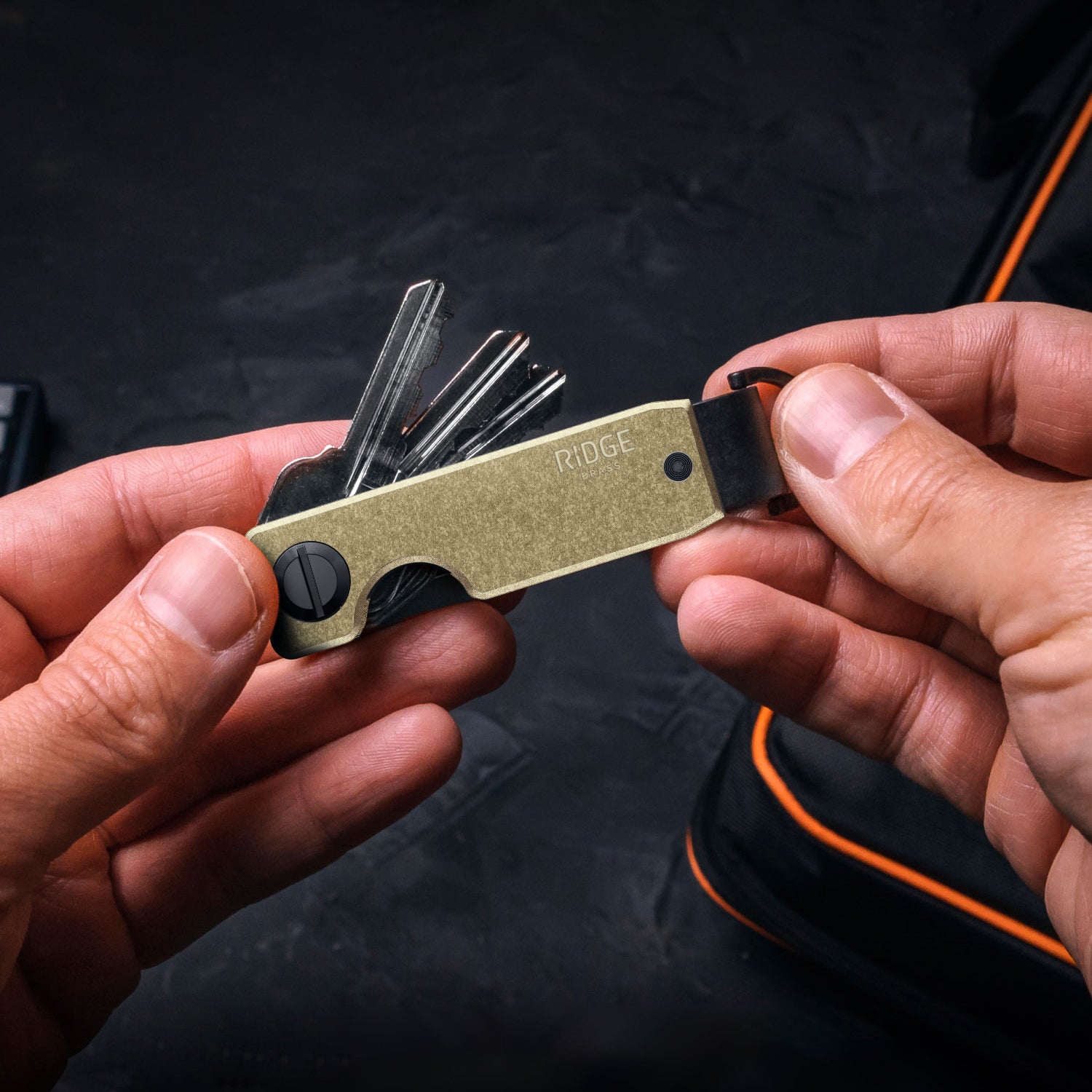 Premium Ridge KeyCase Brass - Durable & Stylish Key Holder for Everyday Carry, Travel & Outdoor Adventures