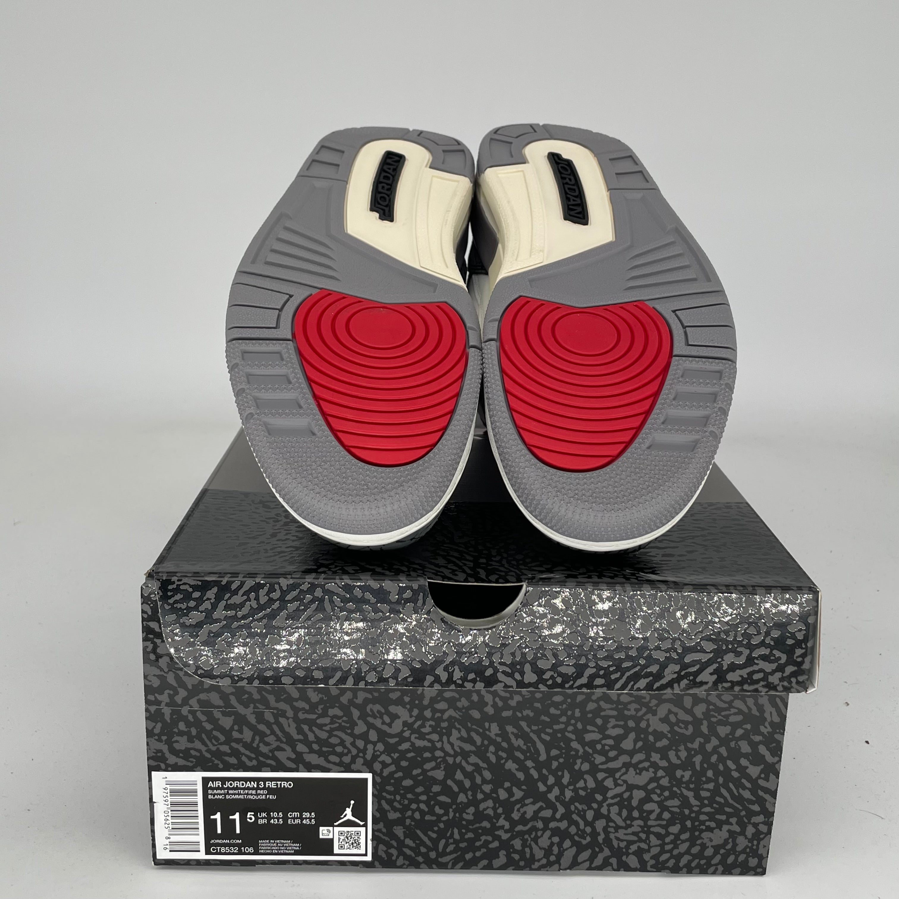 Original Air Jordan 3 Retro 'Cement Grey' Men's Basketball Shoes - Size 11.5 (CT8532-106) - Perfect for Streetwear, Sneaker Collecting & Casual Wear
