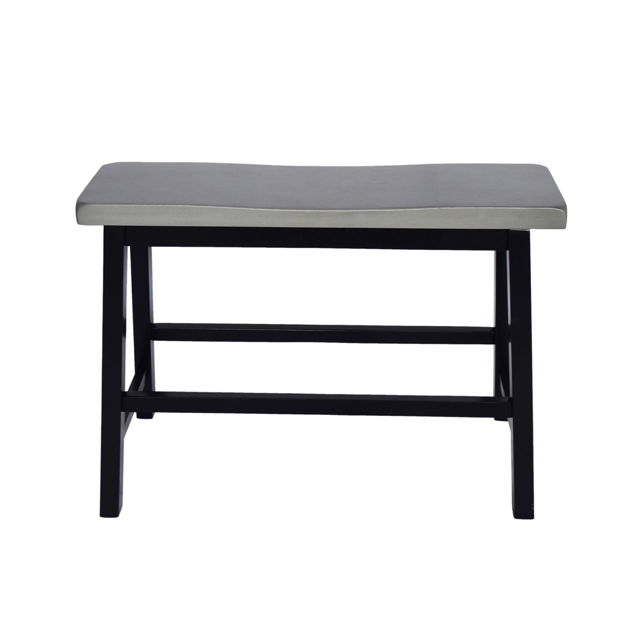 Farmhouse 4-Seater Rubberwood Counter Height Dining Set - Gray & Black - Rustic Kitchen Table & Stools for Small Spaces, Breakfast Nook, or Apartment Dining Area