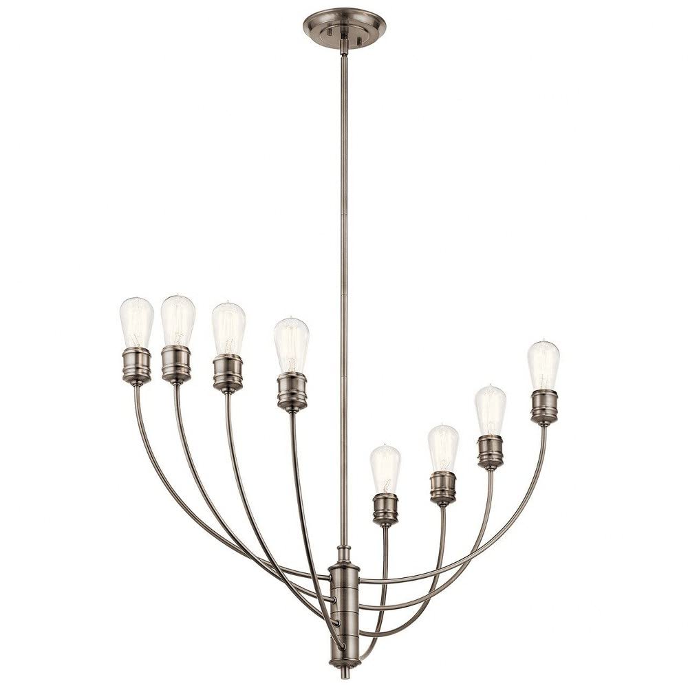 8-Light Adjustable Arm Chandelier in Classic Pewter - Modern Ceiling Light Fixture for Dining Room, Living Room & Bedroom Lighting