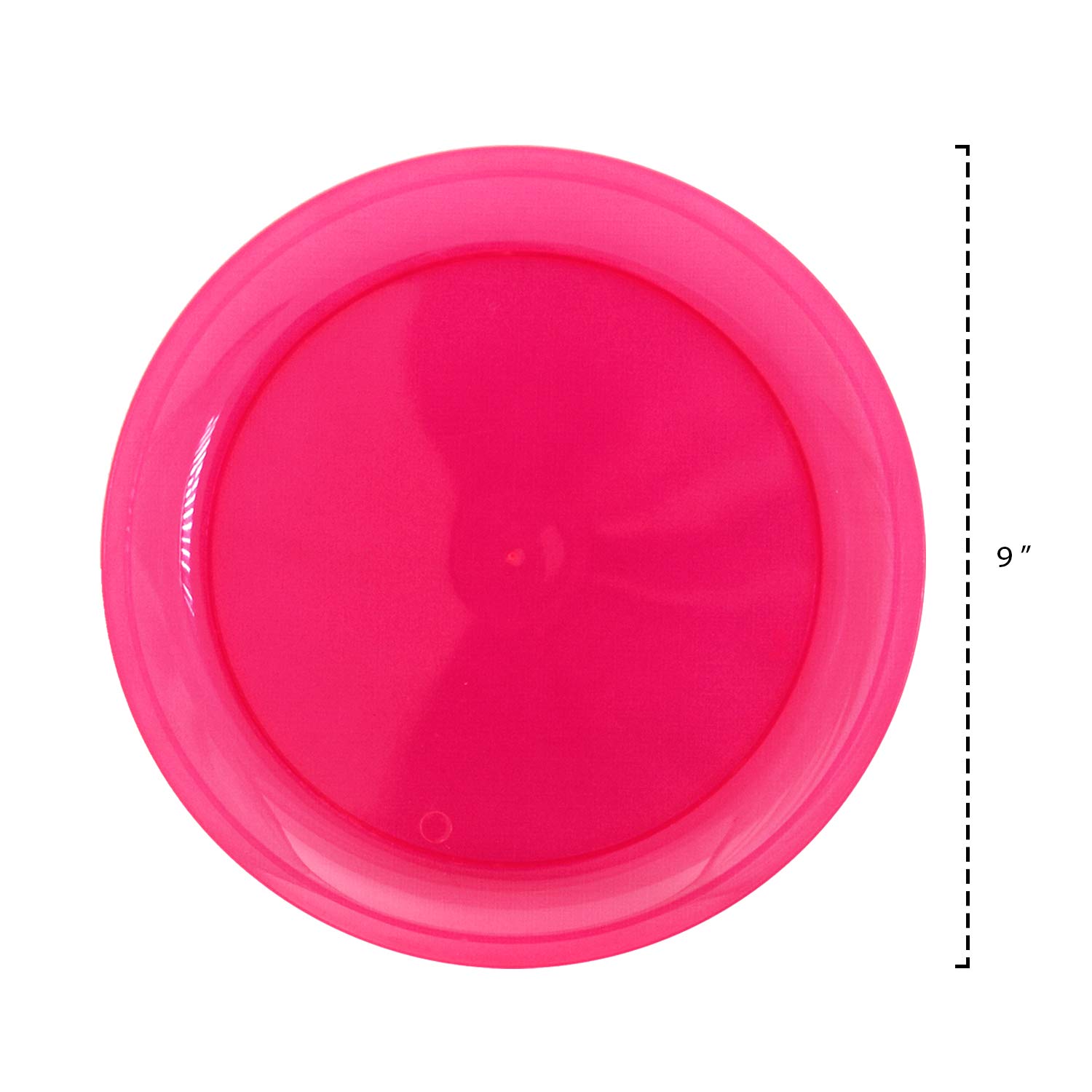 Neon Pink 9-Inch Plastic Plates - Party Essentials for Birthdays, BBQs & Outdoor Events - Durable & Disposable Tableware