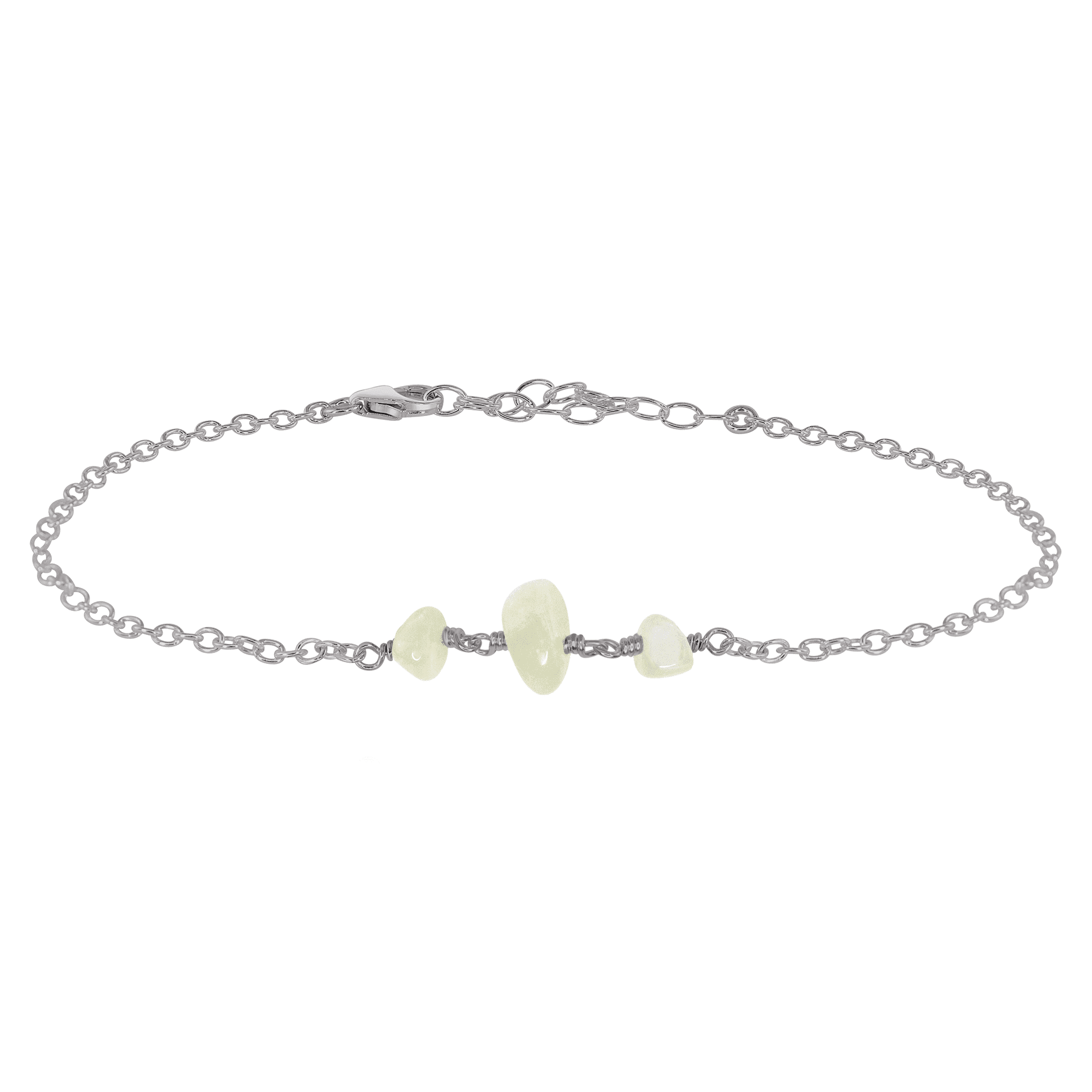 Elegant White Moonstone Beaded Chain Anklet – Dainty Adjustable Ankle Bracelet for Women | Perfect for Beach, Boho Fashion & Summer Outfits