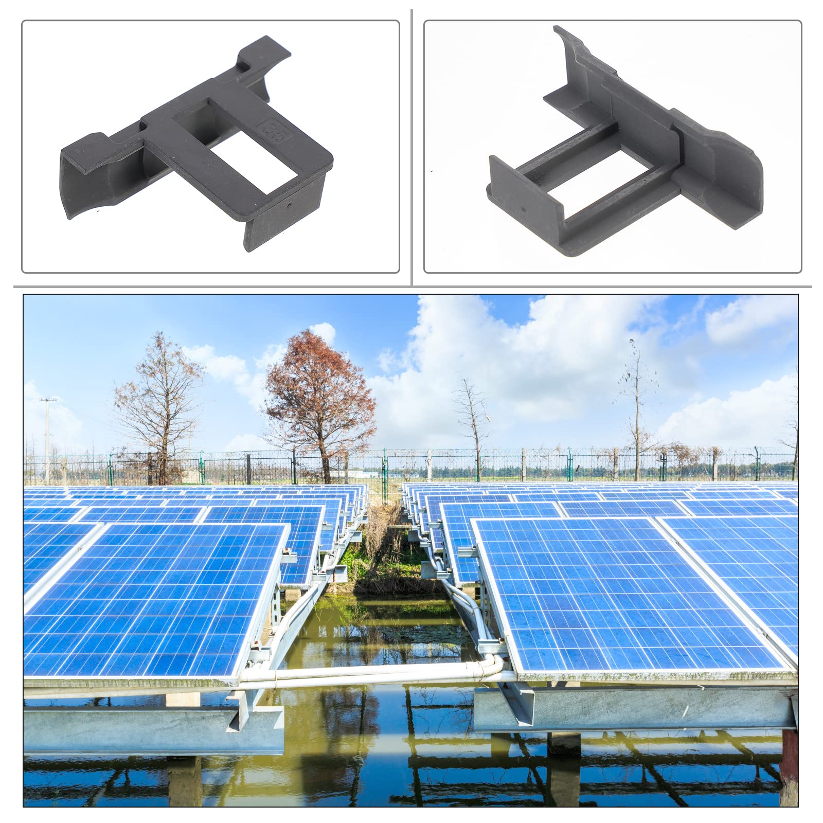 TEHAUX 10pcs Solar Panel Drainage Clips - ABS PV Module Cleaning Clips for Efficient Water Removal - Photovoltaic Panel Clamps for Easy Maintenance - Perfect for Residential & Commercial Solar Systems