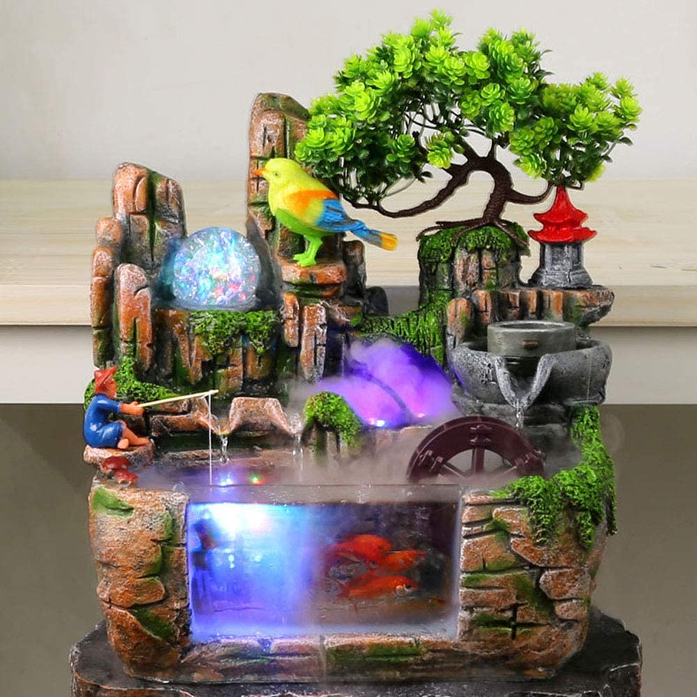 Tabletop Fountain with Waterfall & Humidifier - Natural Rockery Design for Aquariums, Plants & Birds | Indoor Desk Fountain Decor for Office, Home, Bedroom | US Stock | Perfect for Relaxation, Zen Decor & Stress Relief