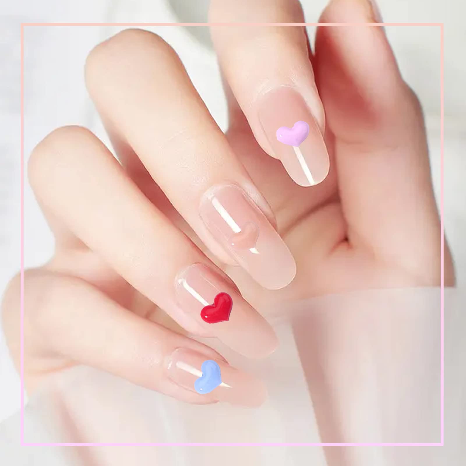 3D Flower Heart Nail Charms - 2 Boxes 24 Grids Flat Back Nail Art Flowers for DIY Manicure | Acrylic Nail Art Supplies for Women & Girls | Perfect for Wedding, Party, Valentine's Day Nail Decoration