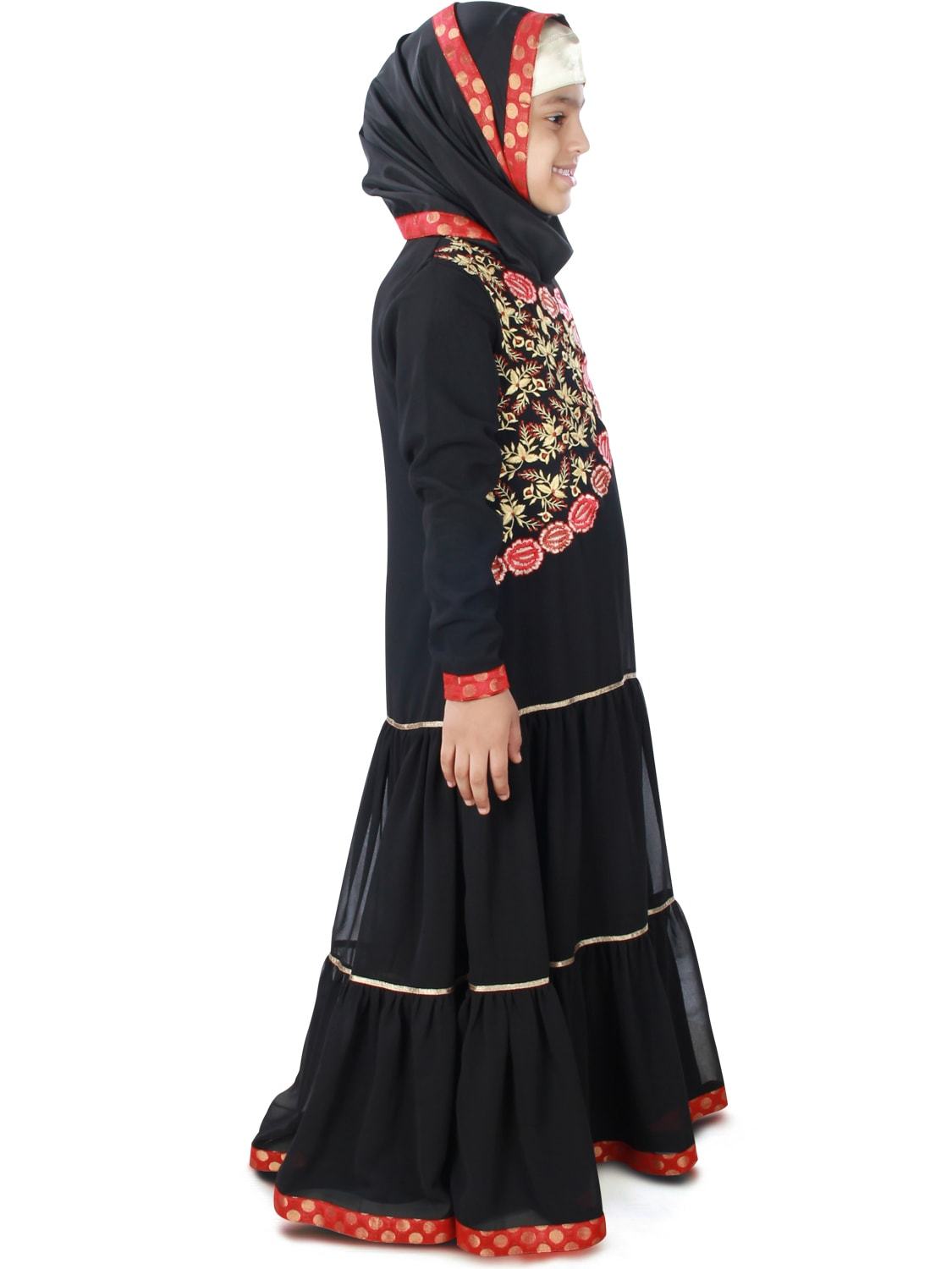 Aamilah Girls Islamic Abaya Dress for Kids - Modest Prayer Dress for School, Mosque & Special Occasions