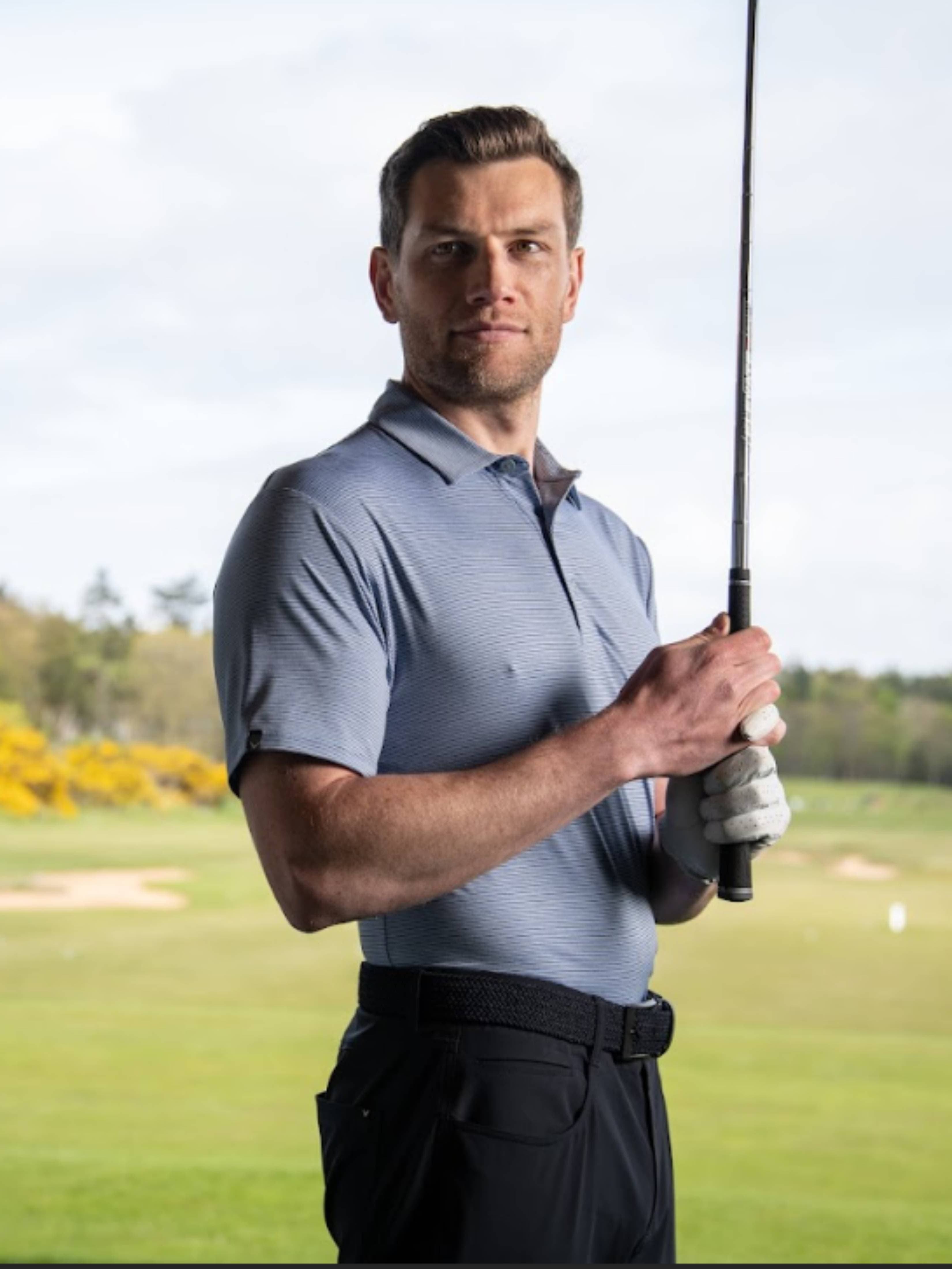Premium Men's Soft Touch Fineline Golf Polo Shirt - Breathable & Moisture-Wicking for Comfort on the Golf Course & Casual Wear