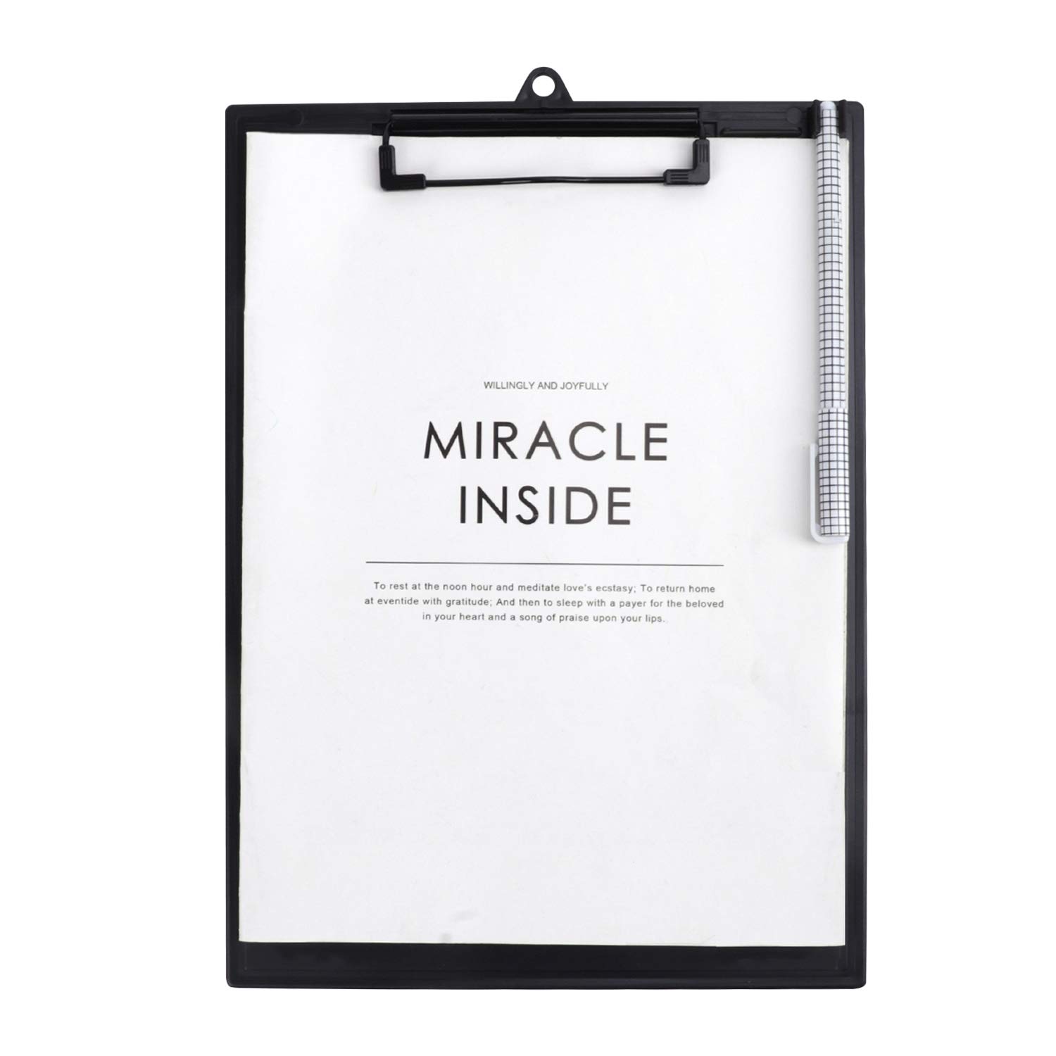 A4 Letter Size Clipboard with Hanging Hole - Plastic Storage Clipboard with Pen Clip, Writing Pad & File Folders - Business Document Holder with CM/INCH Dual Scales - Perfect for School, Office Meetings & Classroom Organization