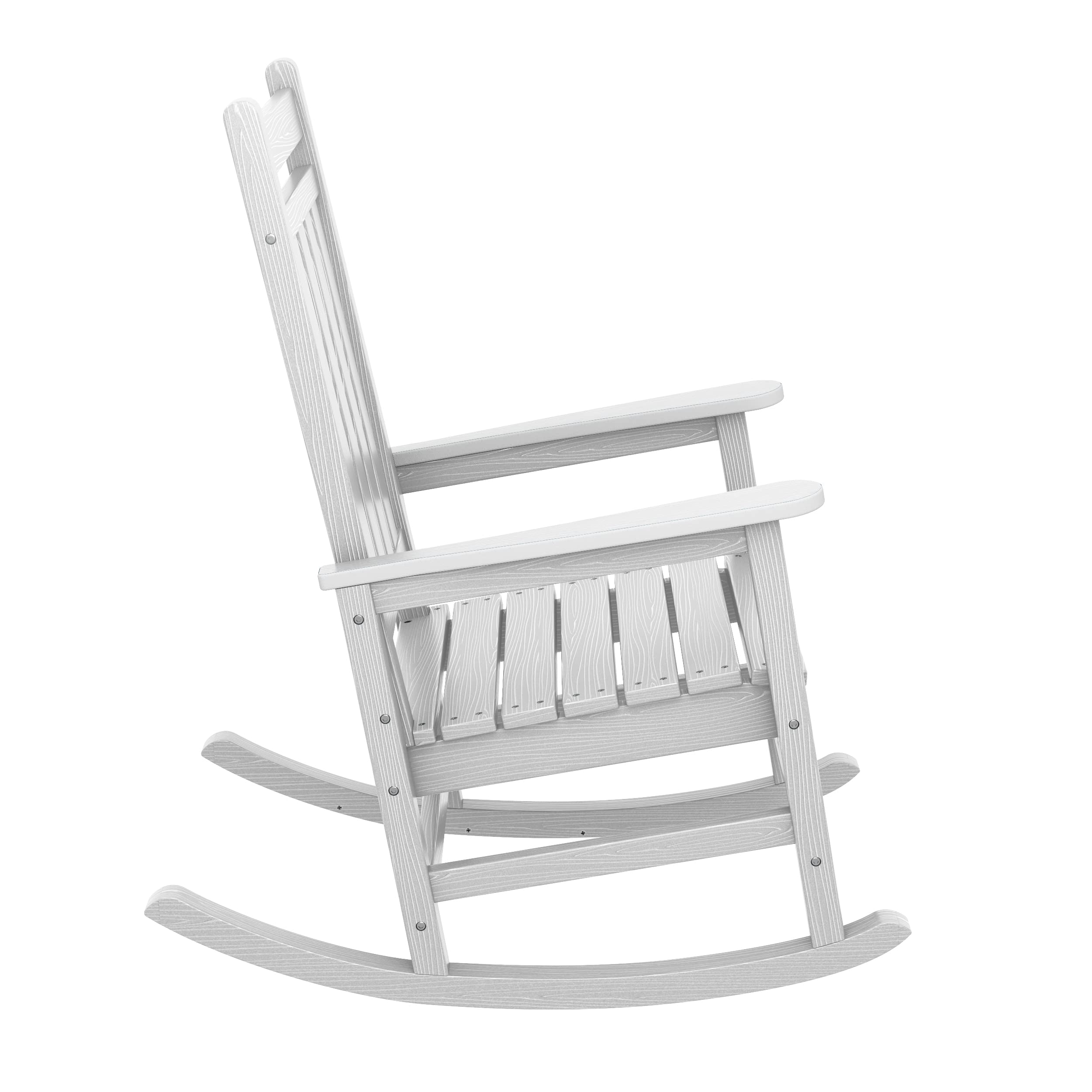 SERWALL Outdoor Rocking Chair for Adults - All-Weather HDPE Rocking Chair - White Patio Rocker for Lawn, Garden & Porch - Perfect for Relaxing, Reading & Enjoying Nature