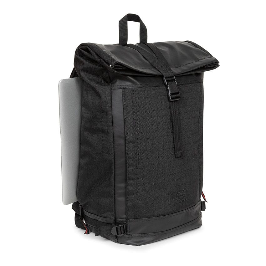Eastpak Tecum Roll CNNCT Backpack - Durable Rip Black Design for School, Travel & Daily Use | Water-Resistant & Stylish Laptop Bag for Students & Professionals