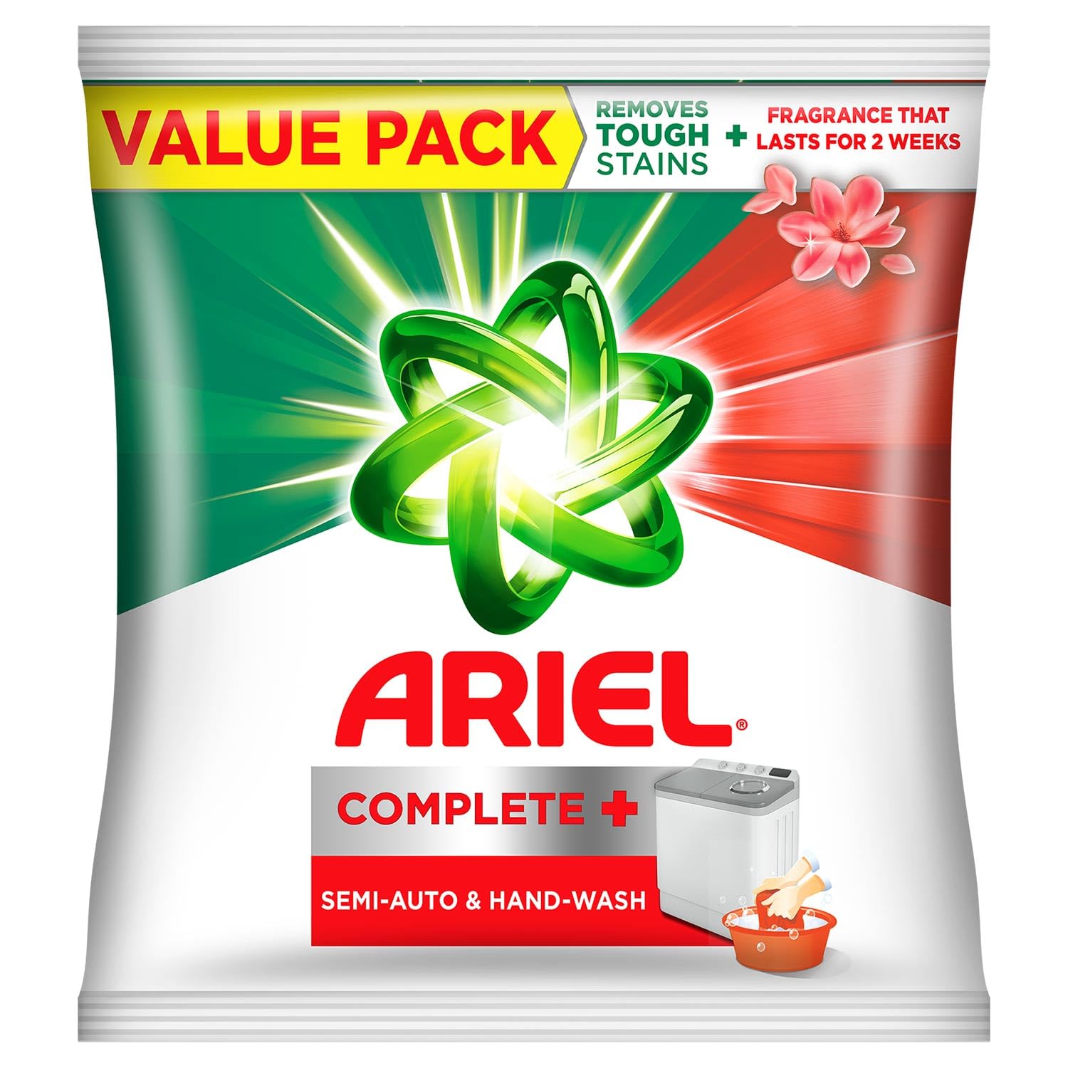 **Ariel Complete Detergent Powder - 4kg (8.8 lbs) | Removes 100+ Tough Stains in 1 Wash | Long-Lasting Freshness for 2 Weeks | Ideal for Semi-Automatic Washing Machines & Hand Washing | Perfect for Laundry, Stubborn Stains, and Everyday Cleaning**