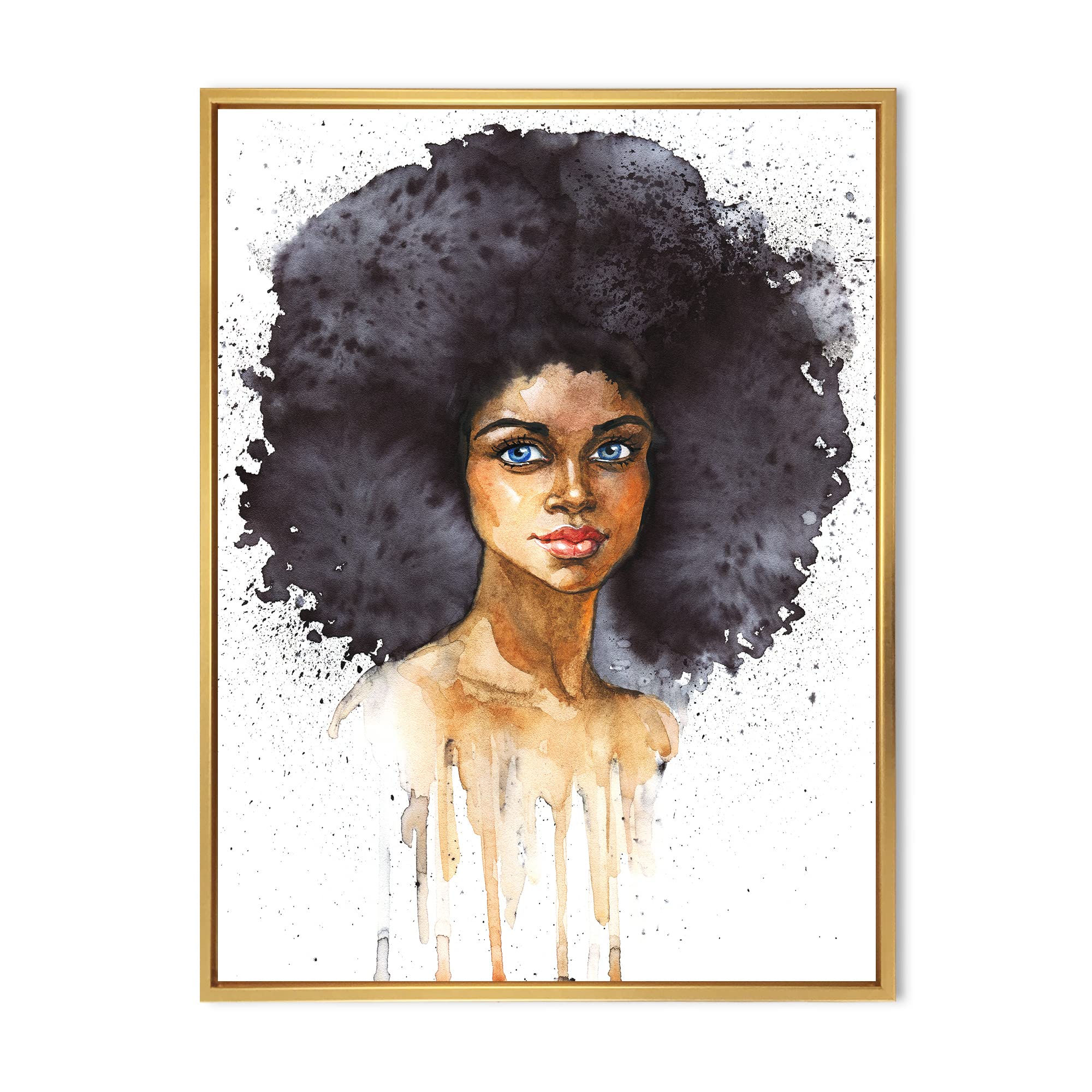 Modern Framed Canvas Wall Art - African American Woman Portrait X - Home & Office Decor - Perfect for Living Room, Bedroom or Office Wall Decor