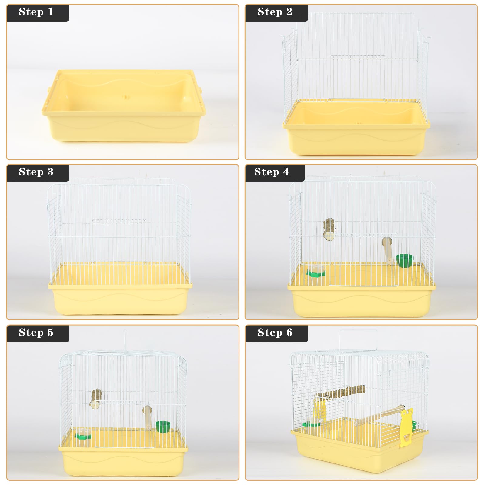 Lightweight Small Bird Cage for Parakeets, Cockatiels & Budgies - Portable Travel Carrier & Outdoor Hanging Birdcage with Stand Accessories (Yellow) - Perfect for Home, Travel & Outdoor Adventures