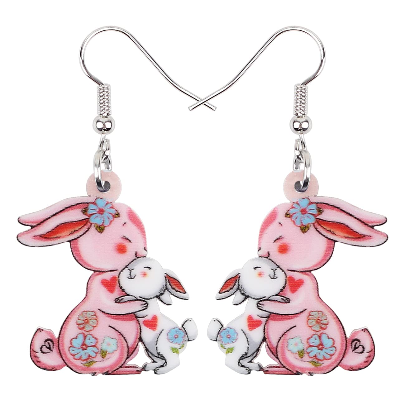 WEVENI Acrylic Easter Bunny Earrings - Cute Cartoon Rabbit Dangle Drop Jewelry for Women & Girls - Perfect Easter Gift, Party Accessory, and Spring Fashion Statement