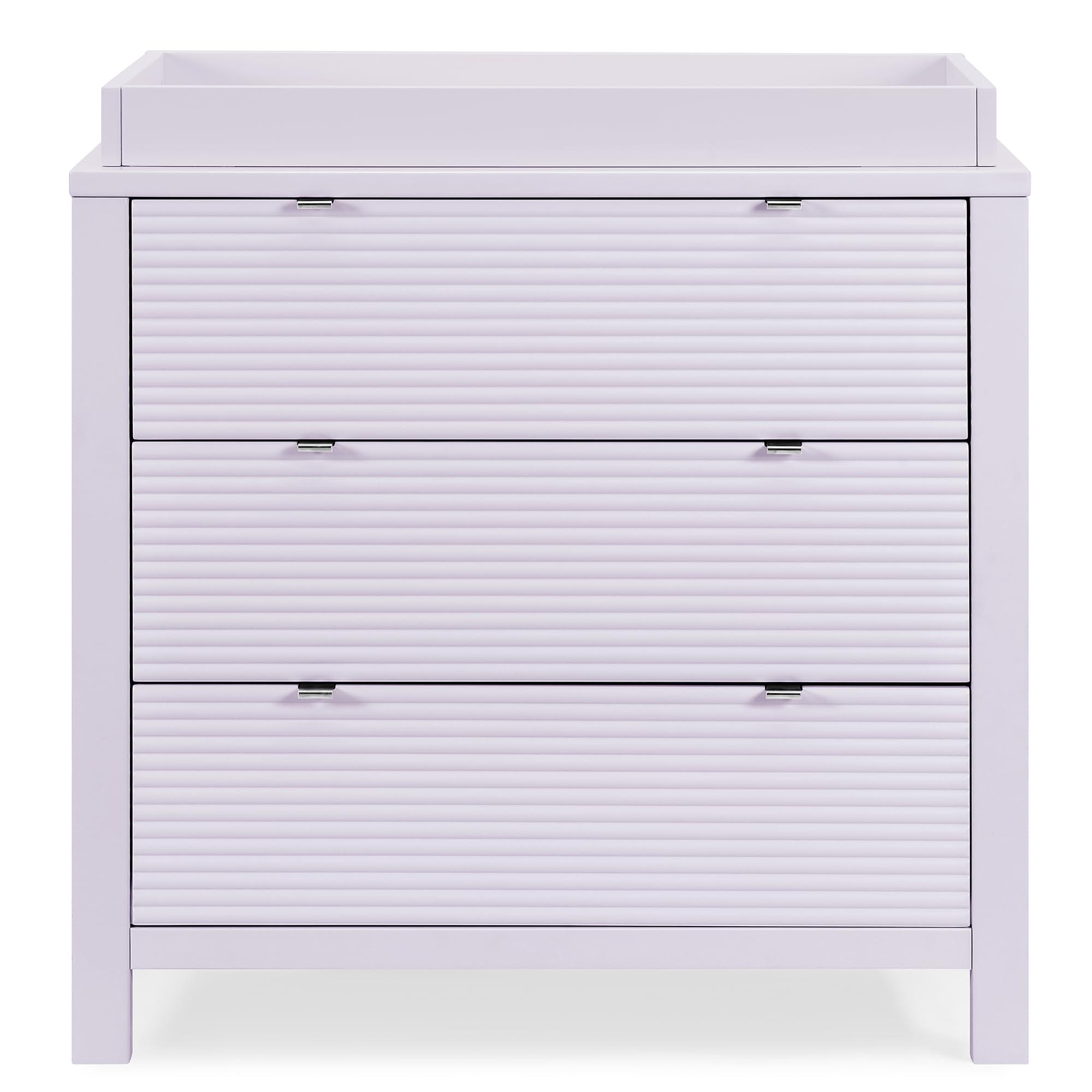 Delta Children Cassie 3-Drawer Dresser with Changing Table Top & Safety Interlocking Drawers - Nursery Storage Solution for Baby Clothes, Diapers & Essentials (Lilac) | Perfect for Newborns & Toddlers Bedroom Organization