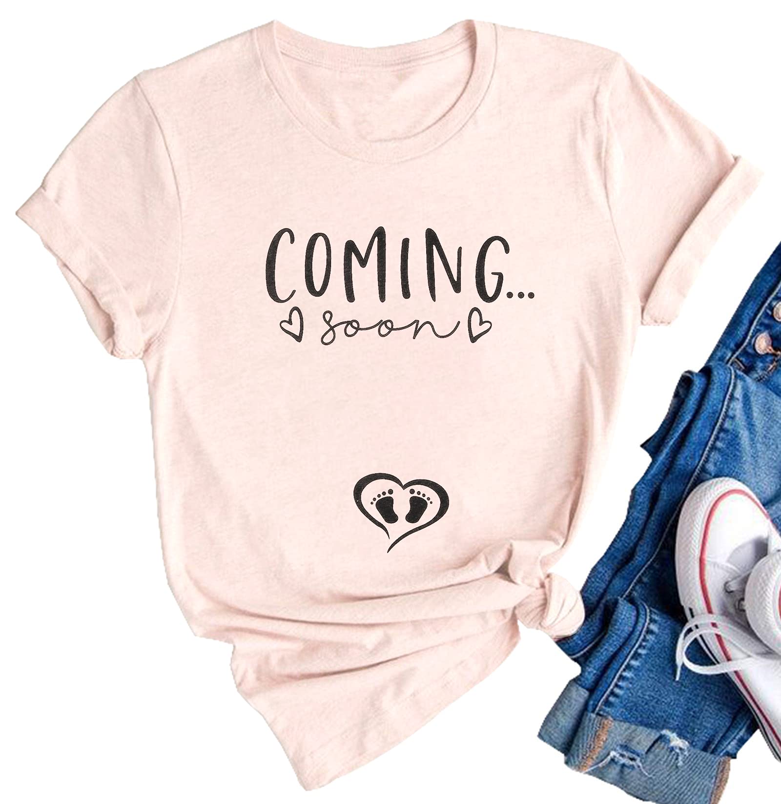 VILOVE Pregnancy Announcement T-Shirt for Women - 'Coming Soon' Maternity Tee, Cute Gift for Expecting Moms & New Mothers | Perfect for Gender Reveals, Baby Showers & Maternity Photos