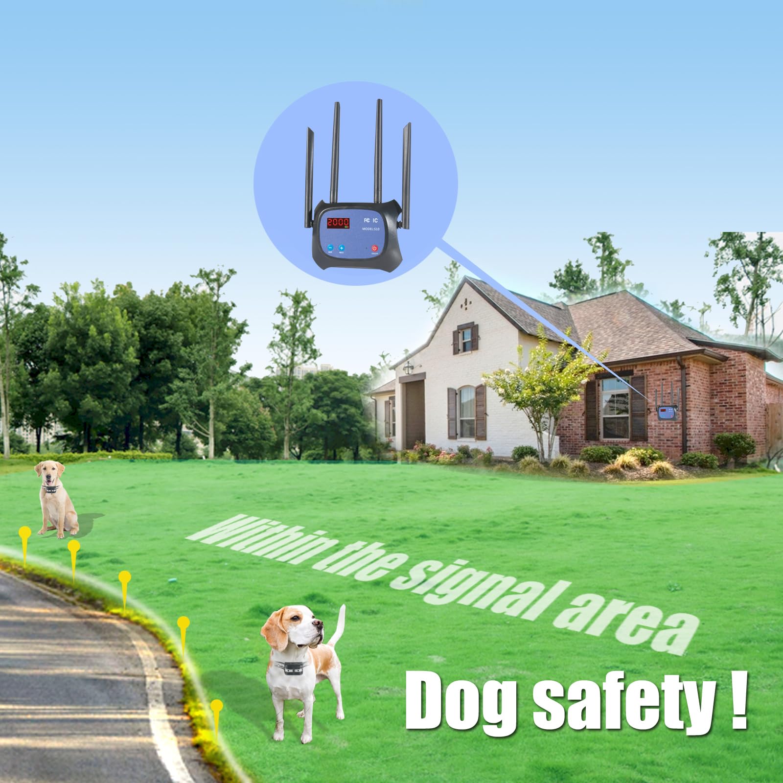 2025 Upgraded Wireless Dog Fence System - Adjustable Control Range, Safe & Harmless Electric Pet Boundary with Waterproof Rechargeable Collar Receiver for Small/Medium/Large Dogs - Perfect for Backyard, Garden & Outdoor Training