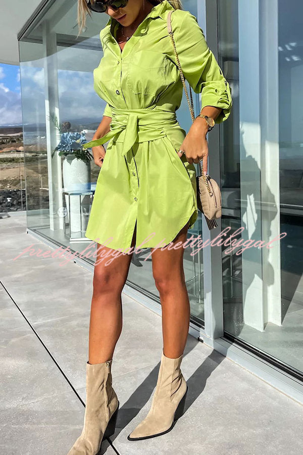 Sun Valley Tie Front Button Pocketed Shirt Mini Dress - Stylish Casual Summer Outfit for Women | Perfect for Beach, Brunch & Date Nights