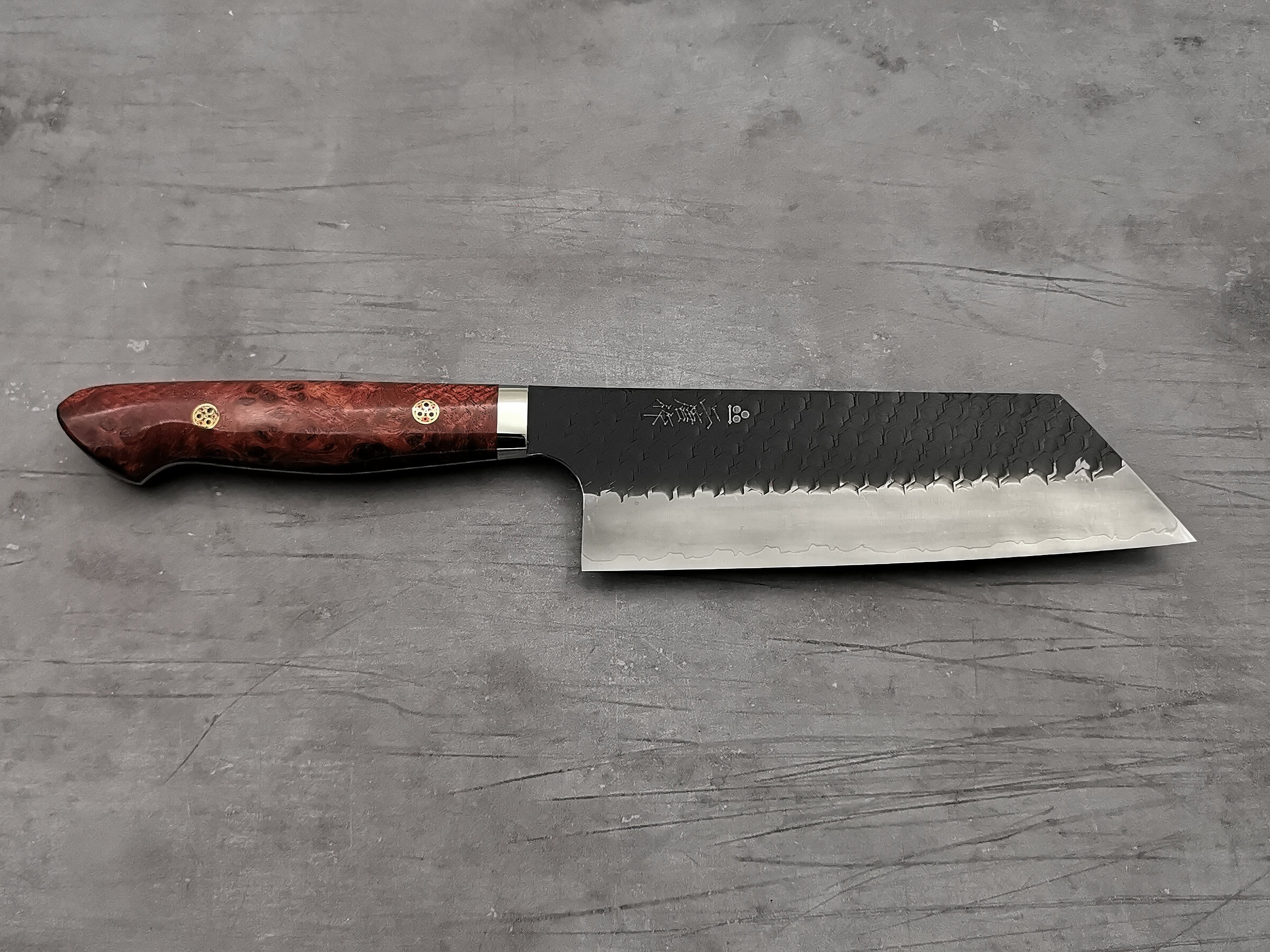 Premium Nigara Hamono SG2 Tsuchime Kiritsuke Nakiri Knife - Japanese Damascus Steel Blade with Karin Wood Handle - Perfect for Sushi, Vegetables & Precision Cutting