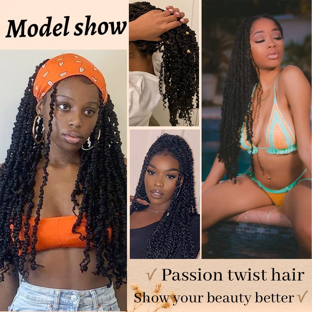 8 Packs 22 Inch Passion Twist Crochet Hair Extensions - Water Wave Braiding Hair for Black Women (1B/30) | Natural Look for Protective Styles, Parties & Everyday Wear