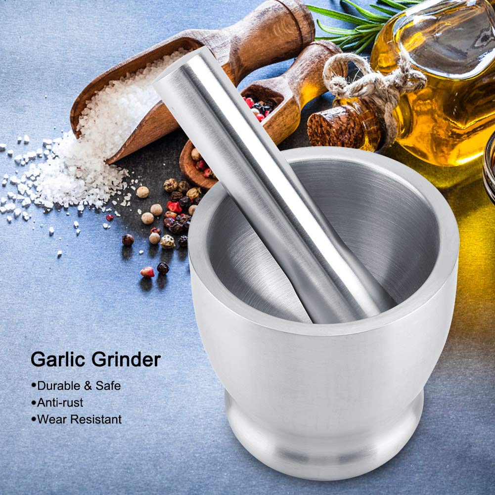 Premium Stainless Steel Mortar and Pestle Set - Heavy Duty Spice Grinder for Garlic, Herbs, Coffee Beans & Seasonings - Perfect for Kitchen, Cooking, Baking & Homemade Spice Blends