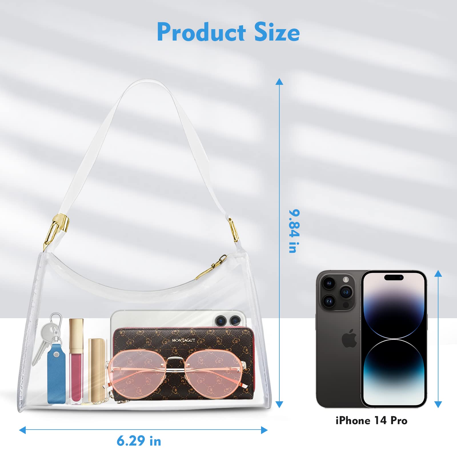 Stadium Approved Clear Bags for Women - PVC Transparent Purse for Concerts, Sports Events & Music Festivals | Durable & Stylish Crossbody Bag