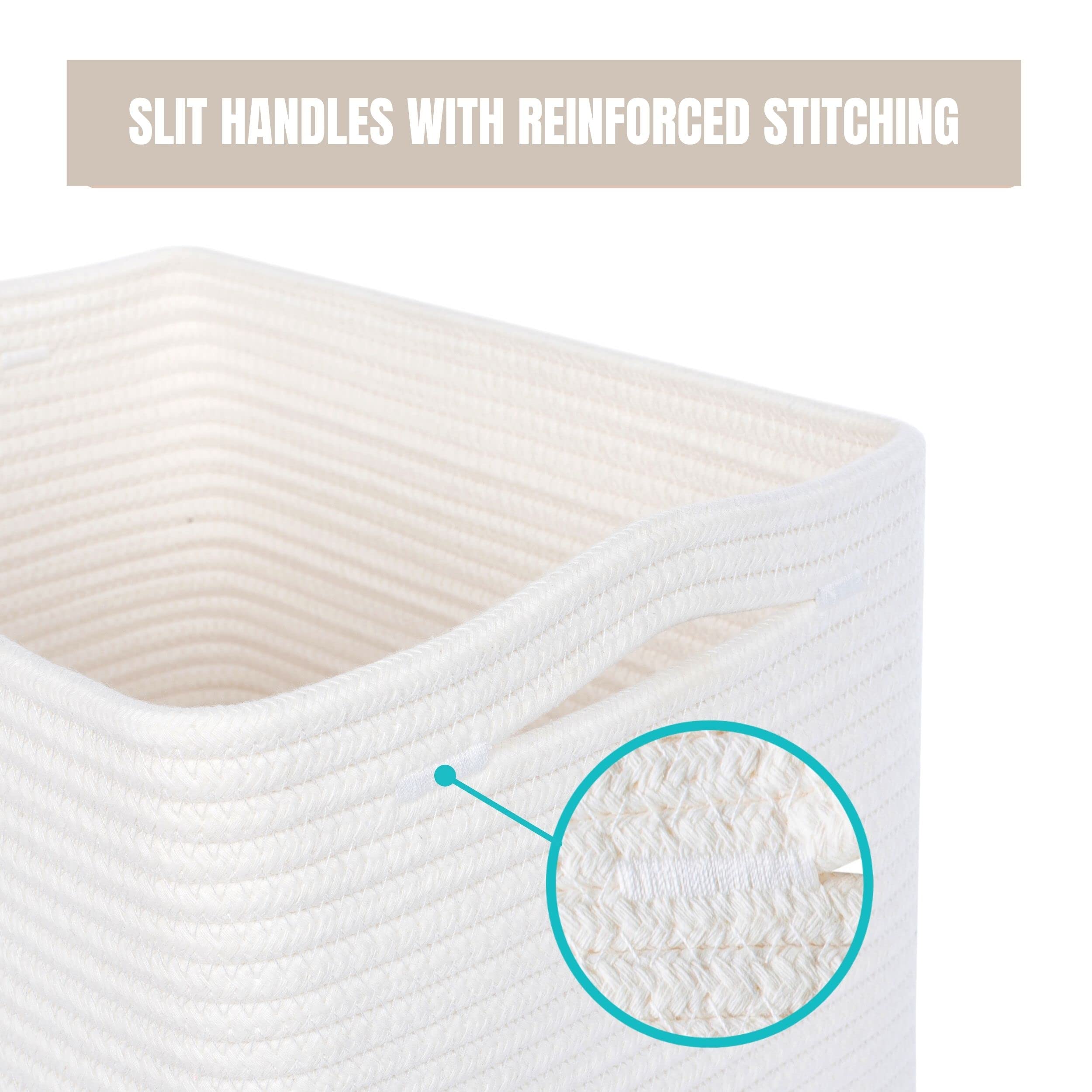 MINTWOOD Woven Storage Basket - Decorative Organizer for Shelves, Books, Closet, Pantry & Shoes | Creamy White | Perfect for Home, Office & Nursery Organization