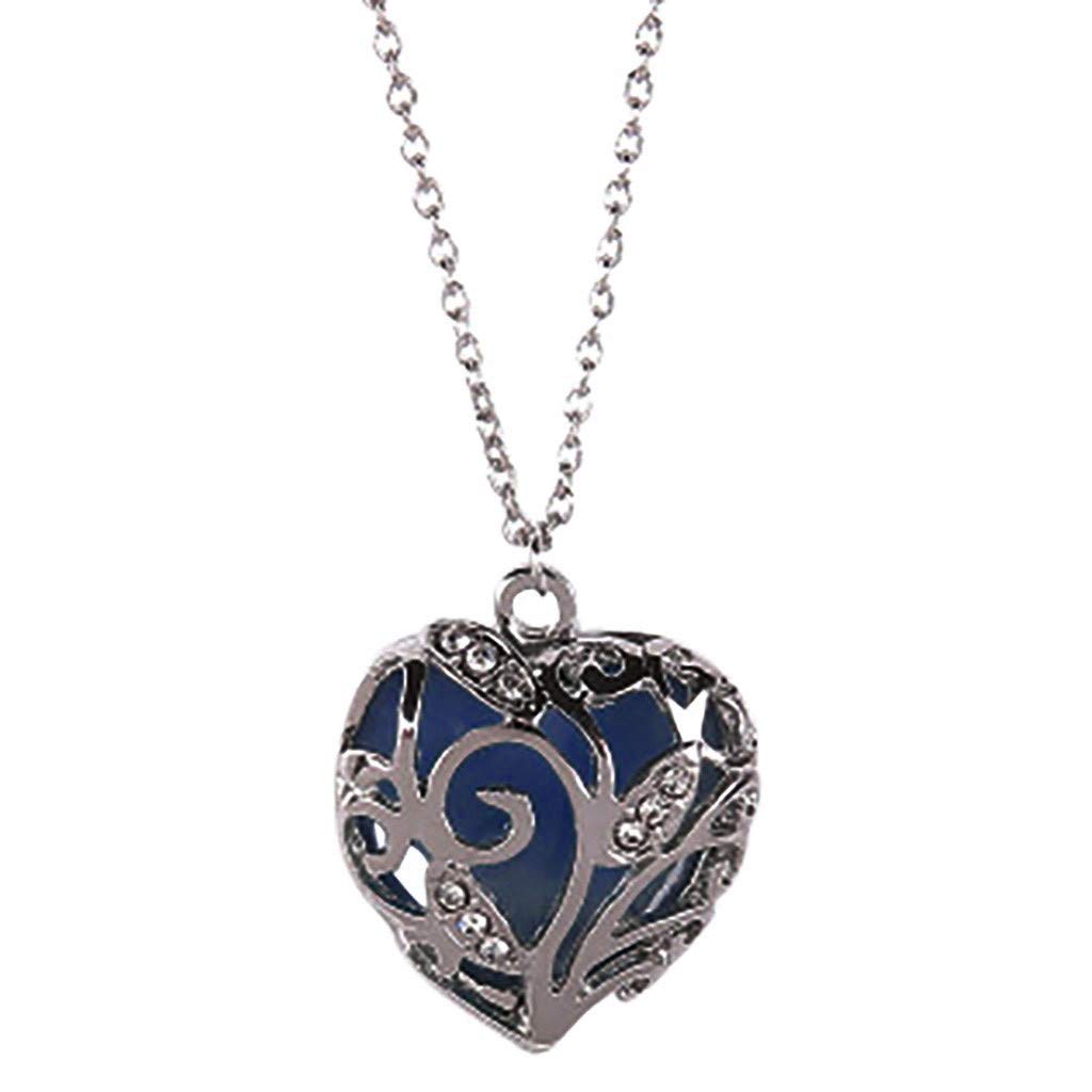 Glow in the Dark Heart Crystal Pendant Necklace for Women - Elegant Hollow Choker Chain with Luminous Charm - Perfect Anniversary, Birthday & Christmas Gifts for Her (Multicolor, One Size) | Date Night, Party Accessory & Romantic Gift Idea