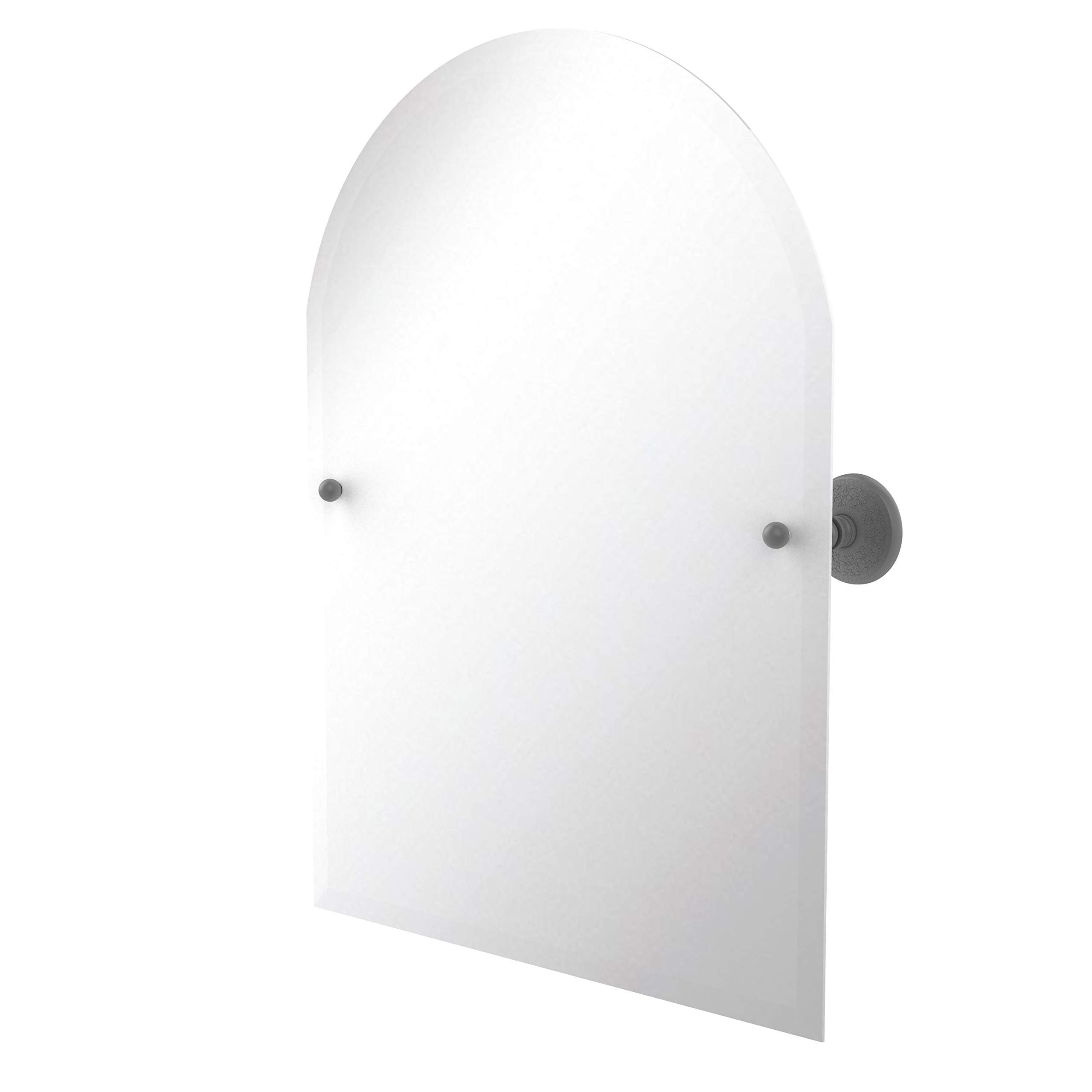 Allied Brass Frameless Arched Top Tilt Beveled Edge Wall Mirror in Matte Gray - Perfect for Living Room, Bedroom, and Entryway Décor