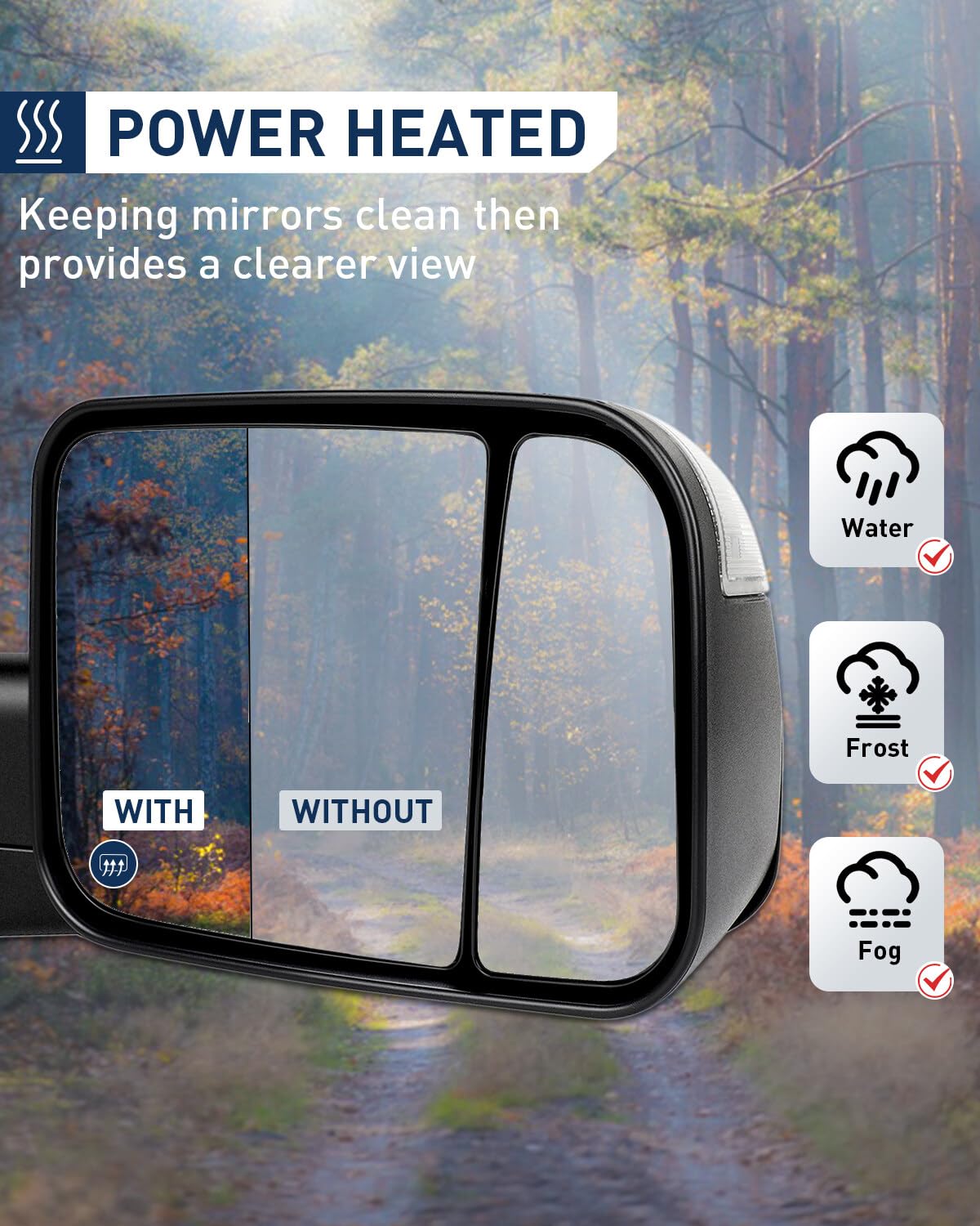 ECCPP Power Heated Towing Mirrors with Signal Lights for Dodge Ram 1500/2500/3500 (2009-2016) - Pair of Passenger & Driver Side Replacement Mirrors for Enhanced Visibility & Safety During Towing & Off-Road Adventures