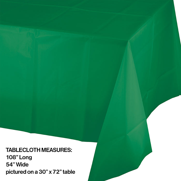 12-Pack Emerald Green Plastic Tablecloths 54