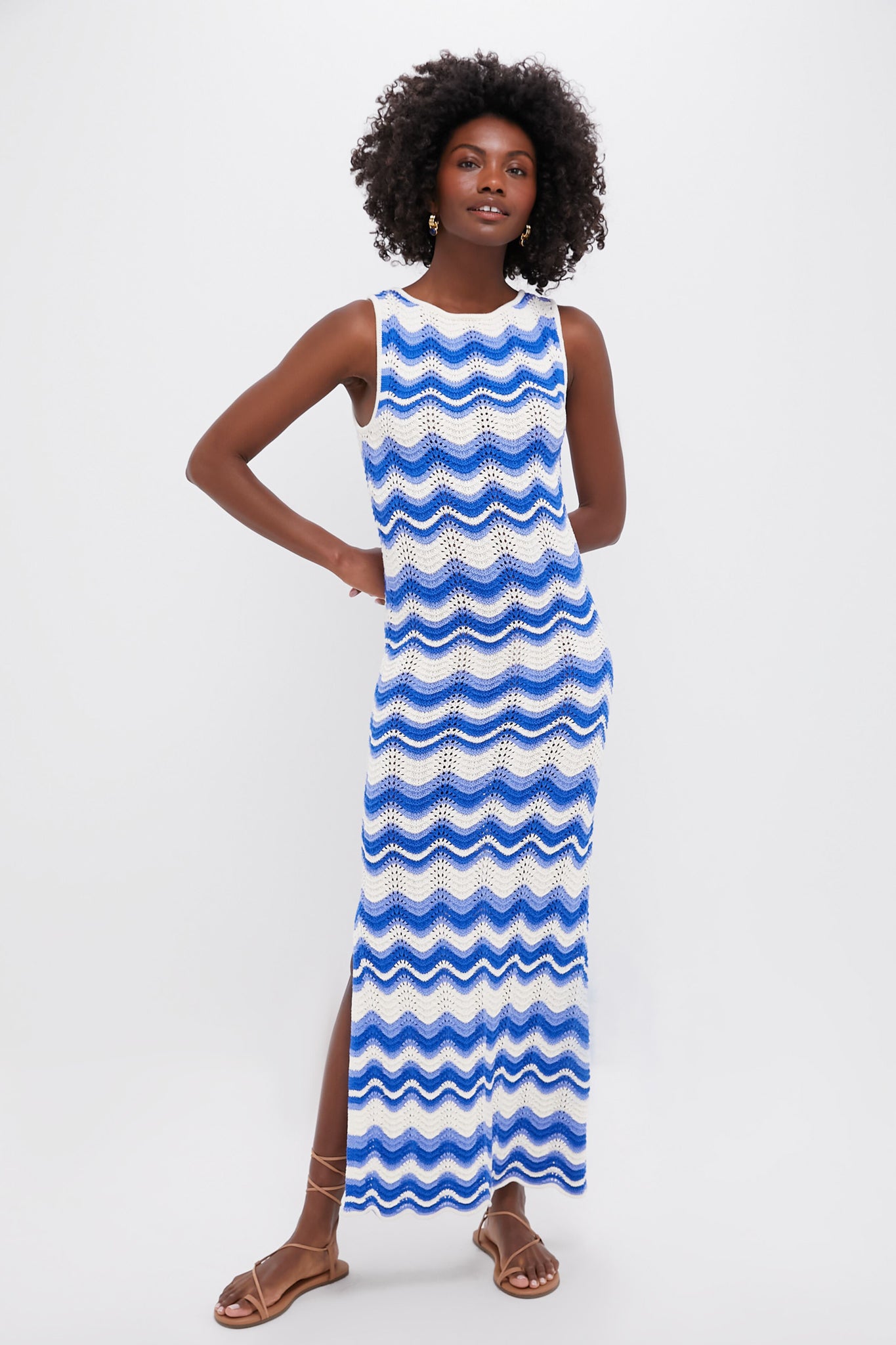 Blue Wave Leighton Maxi Dress - Flowy Summer Beach Dress for Women, Boho Long Dress with Pockets, Perfect for Vacations, Weddings & Outdoor Events