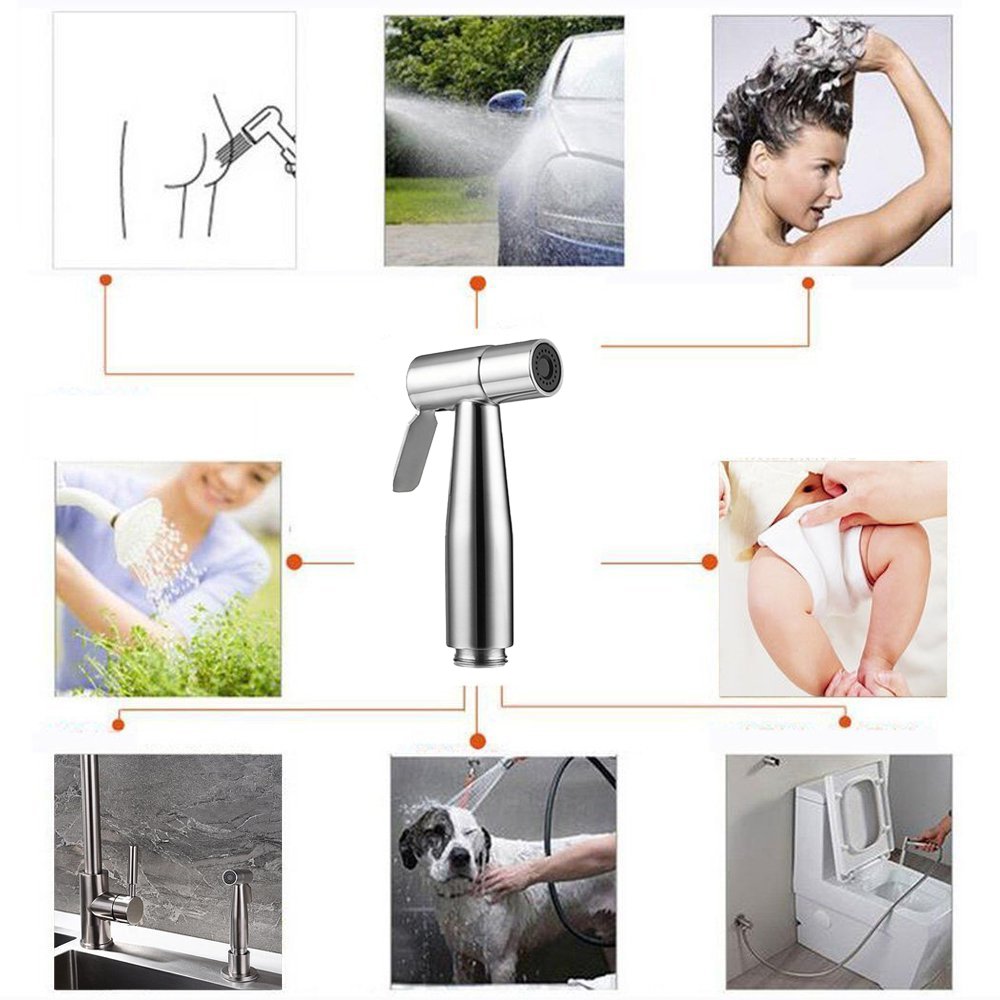 IDMAX Stainless Steel Handheld Bidet Sprayer - Toilet Shower Douche for Personal Hygiene, Muslim Shattaf & Bathroom Hand Shower - Perfect for Travel, Home Use & Postpartum Care