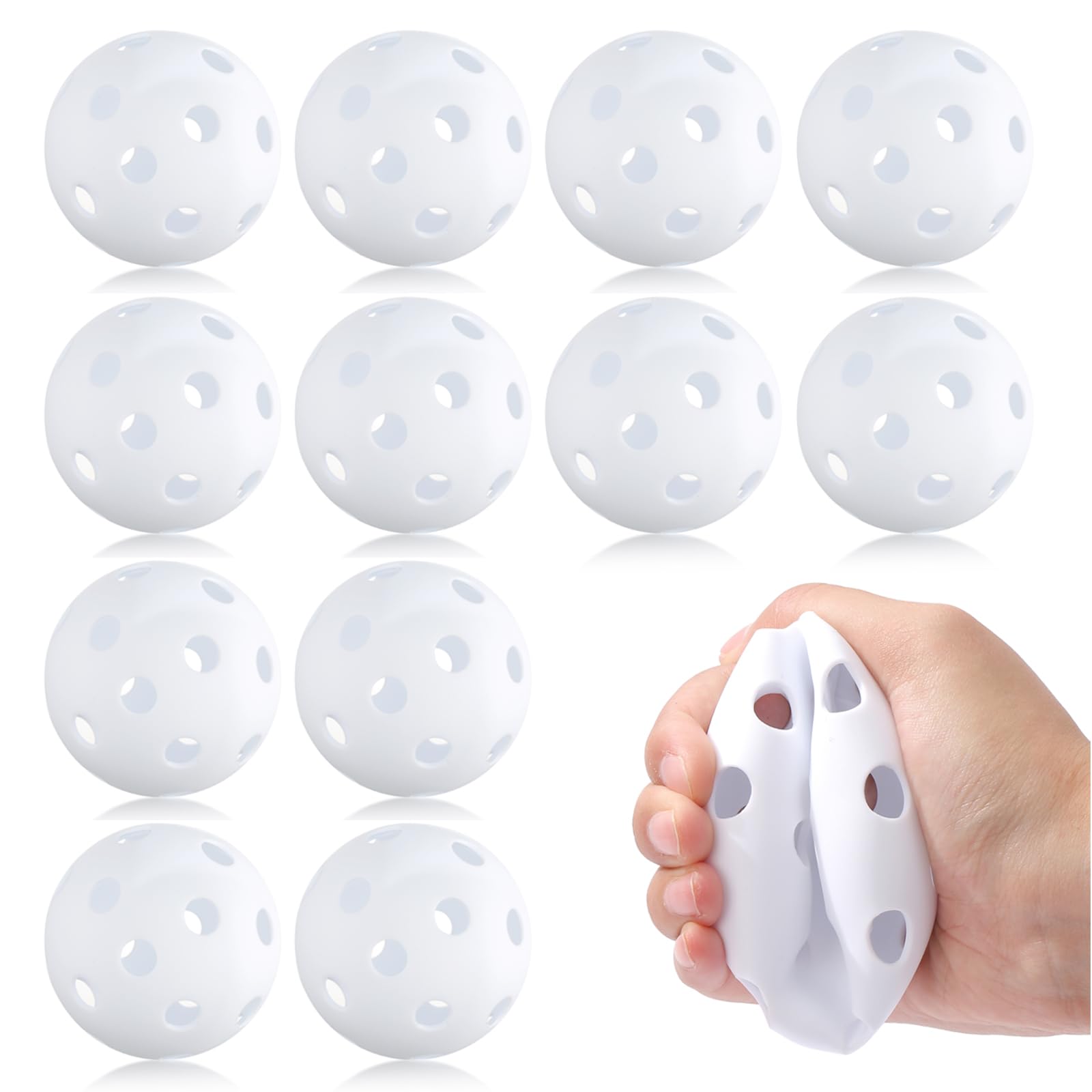 12 Pack Plastic Practice Baseball Softballs - Lightweight 9 Inch Limited Flight Balls for Hitting, Pitching & Batting Training | Perfect for Backyard Practice, Batting Cages & Youth Baseball Drills