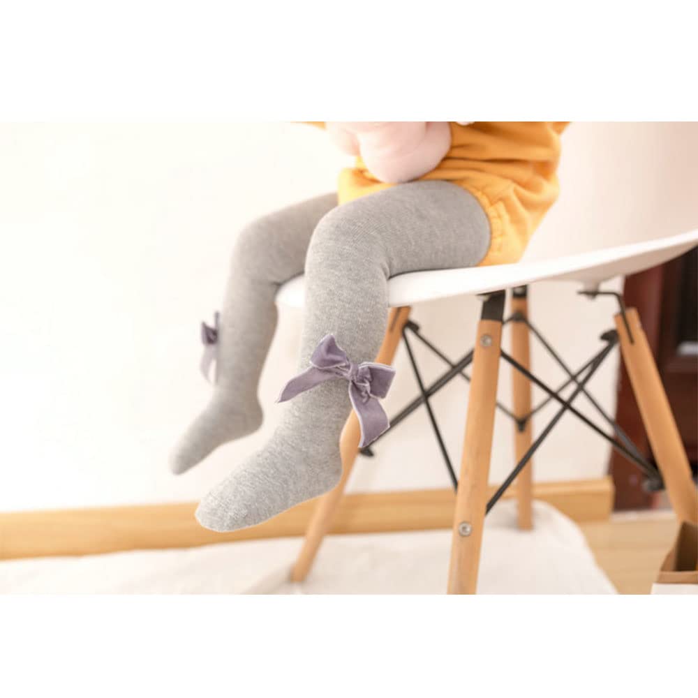 Soft Velvet Baby Girl Leggings with Bowknot - Warm Cotton Tights for Newborn & Toddler (0-24 Months) - Perfect for Winter Outfits, Playdates & Photo Shoots